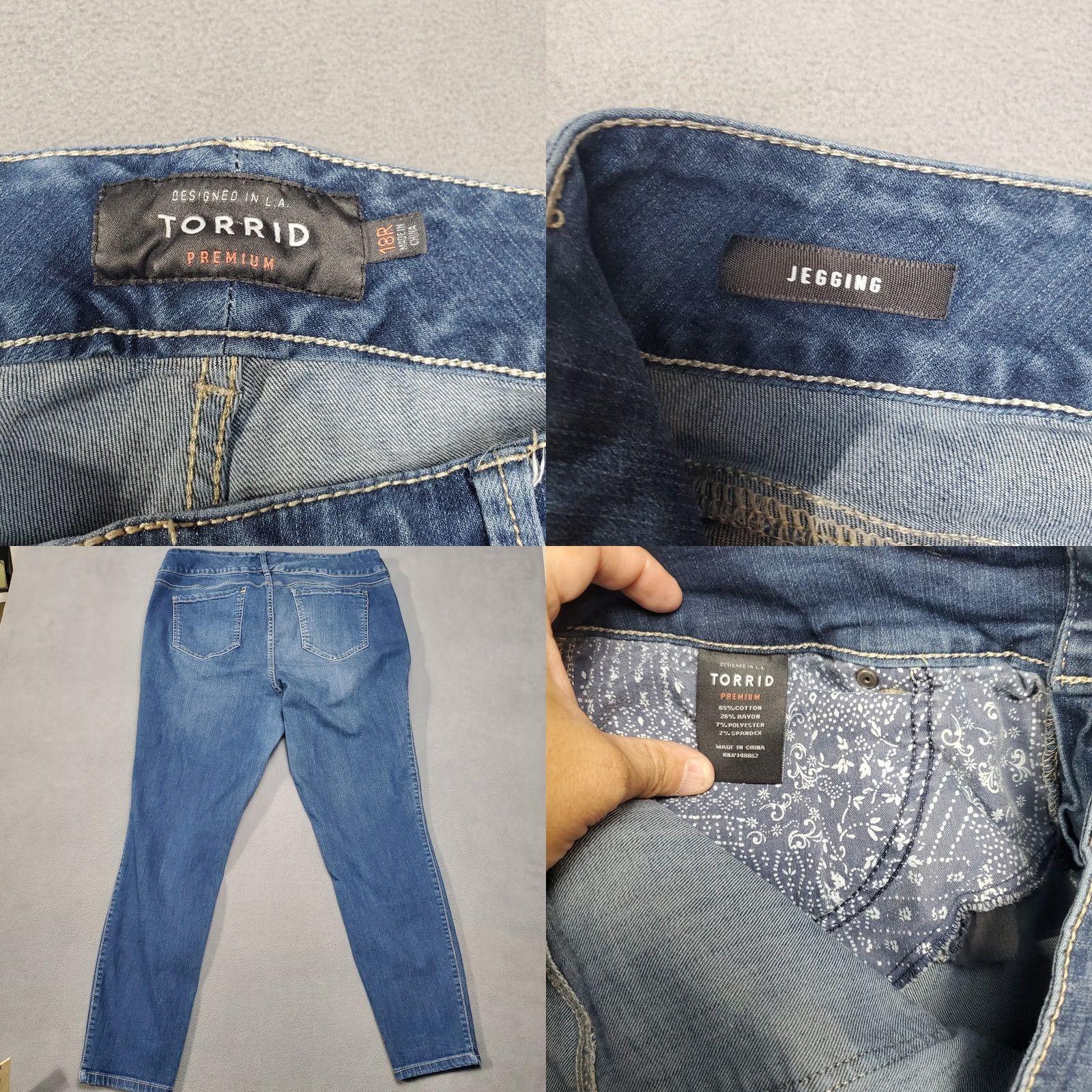 Torrid Torrid Jeans Womens 18 R Blue Jegging 34x27 3 Button Denim Double Zipper Shirt? Size 40" / US 18 - 8 Thumbnail