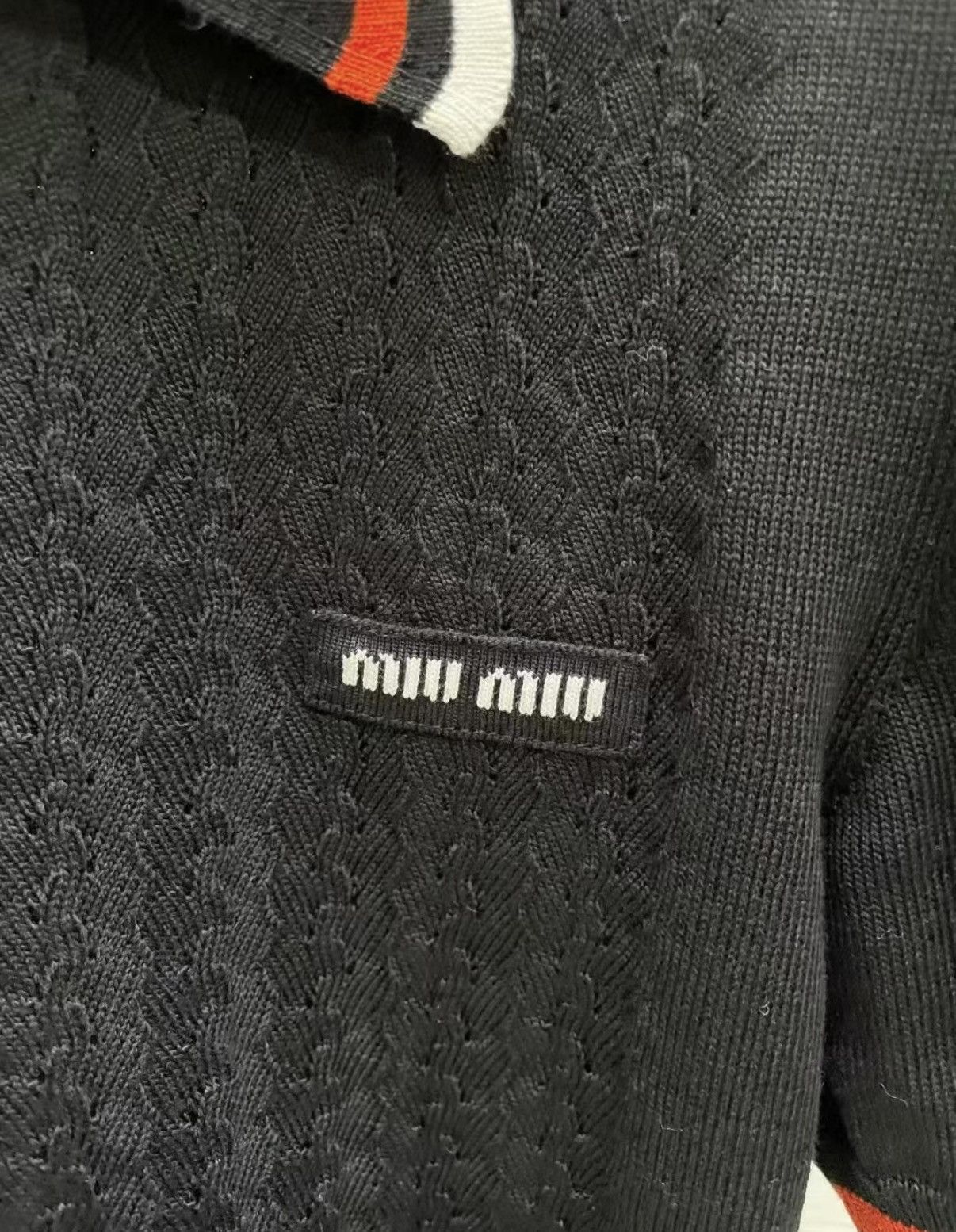 Miu Miu Miu Miu Classic Black Lapel Knit Polo Shirt J33 Size S / US 4 / IT 40 - 4 Thumbnail