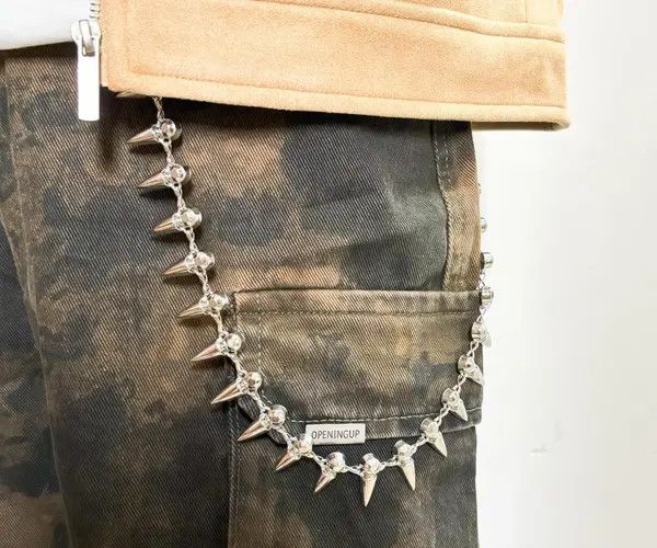 Jewelry Silver Spiked Wallet Chain Accessory for Pants, Punk Style Size ONE SIZE - 5 Thumbnail