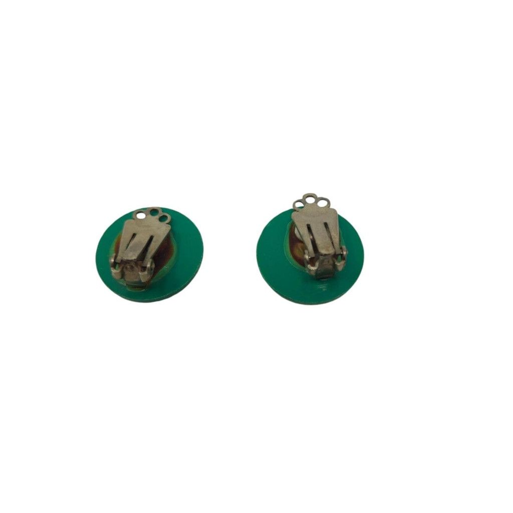 Handmade Simple & stylish vintage green clip-on button earrings Size ONE SIZE - 2 Thumbnail