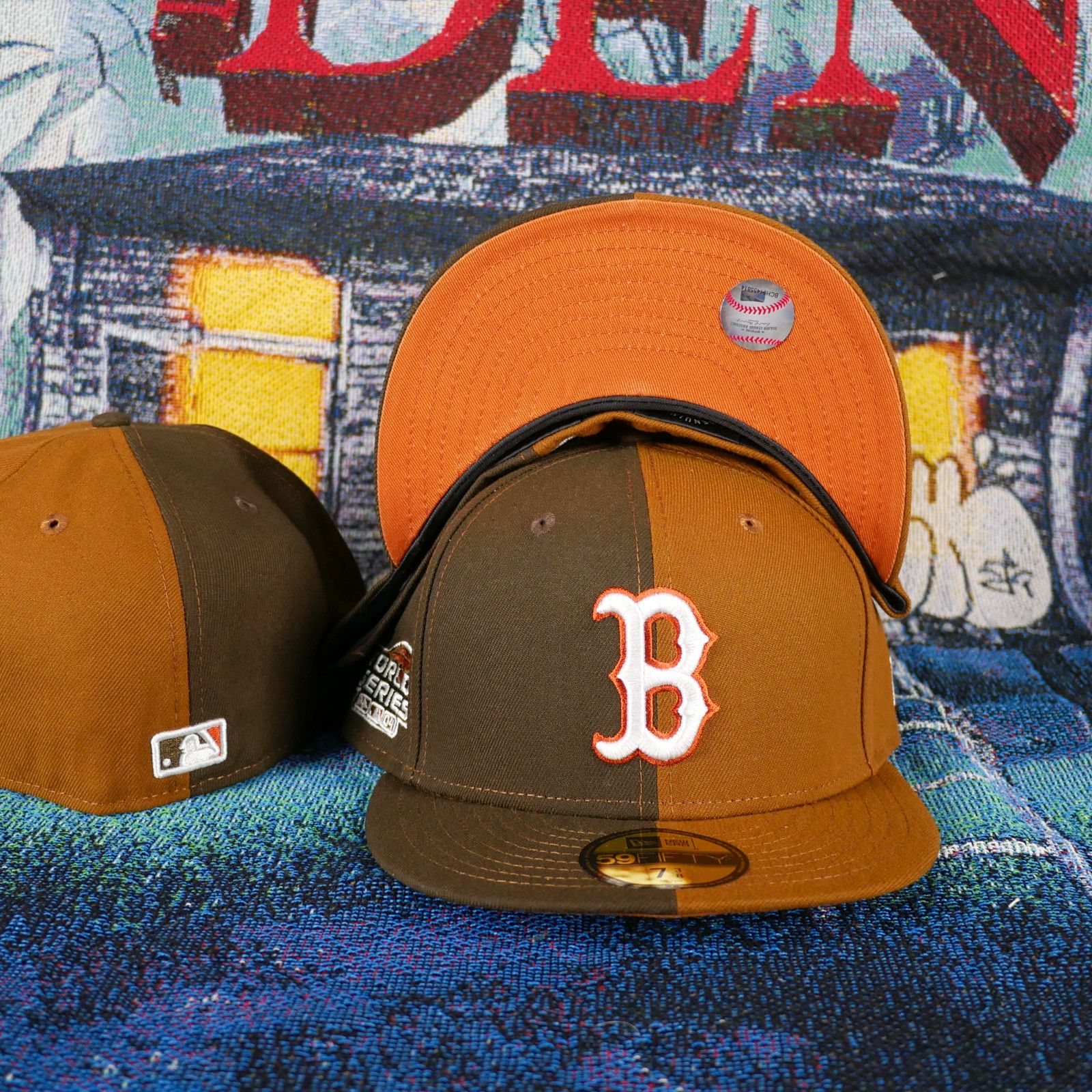 MLB New Era Boston Red Sox Split Fitted Hat Cap Wheat Size 7 3/8 Size ONE SIZE - 1 Thumbnail