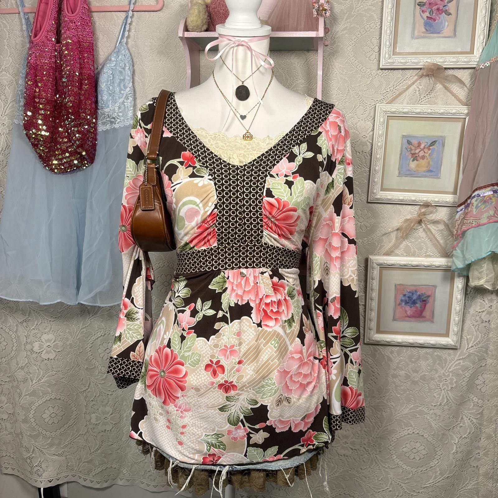 Other vintage floral tie back fairy core blouse Size XL / US 12-14 / IT 48-50 - 1 Thumbnail