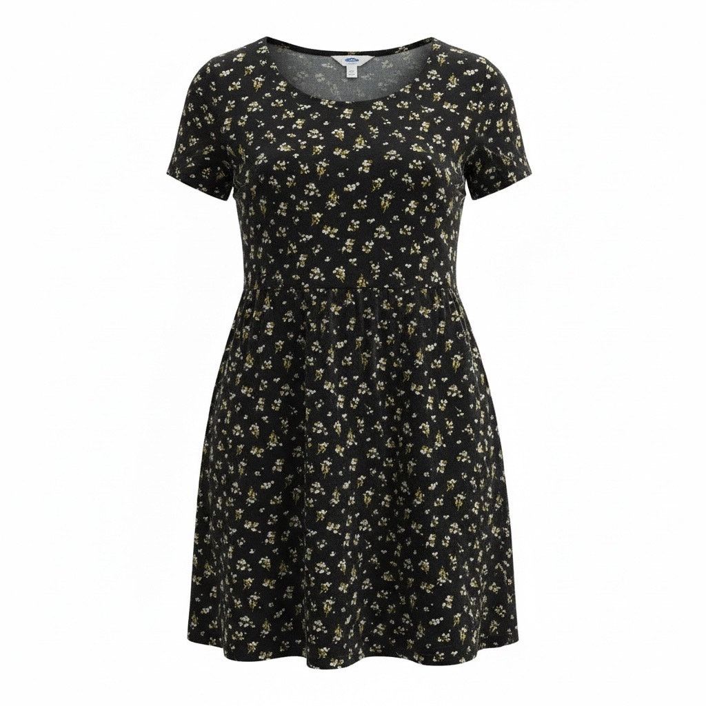 Old Navy Old Navy Women's Small Black Floral Fit & Flare Dress | Grailed