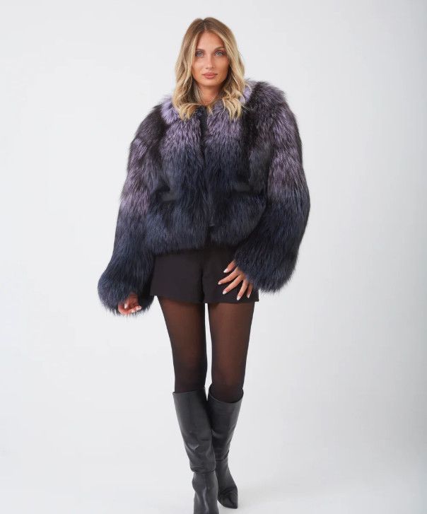 Other Women’s Moonlit Silver Fox Fur Jacket Size L / US 10 / IT 46 - 1 Thumbnail