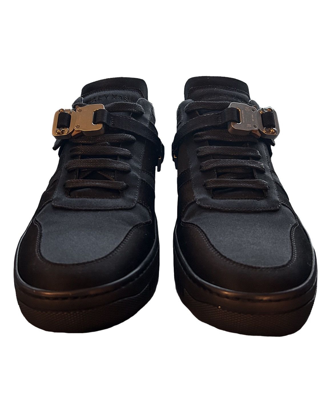 image of 1017 Alyx 9Sm Satin Buckle Low Trainer Shoes in Black, Men's (Size 9)