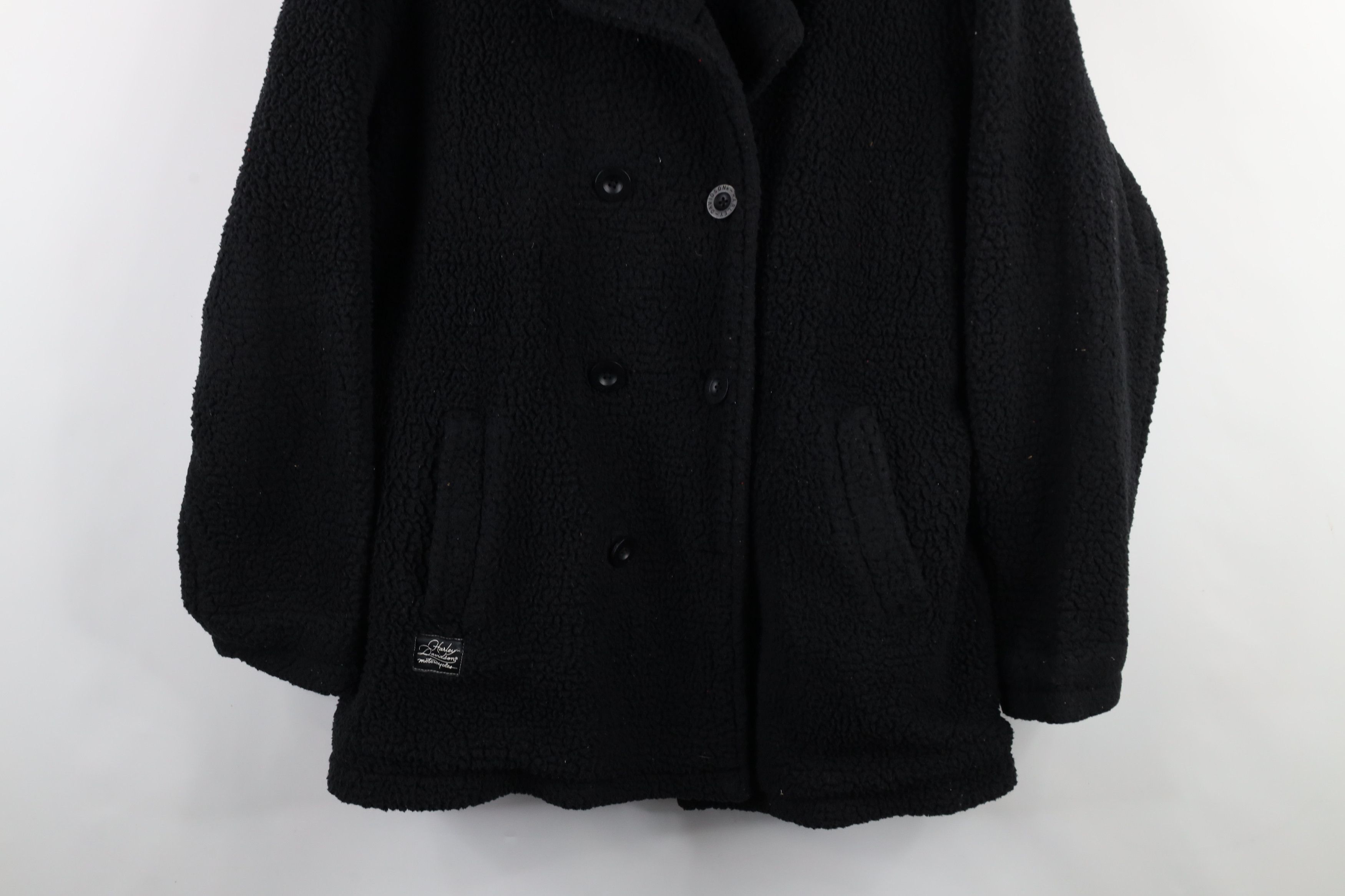 Harley Davidson × Vintage Vintage Harley Davidson Pile Fleece Double Breasted Jacket Size XXL / US 16-18 / IT 52-54 - 3 Thumbnail