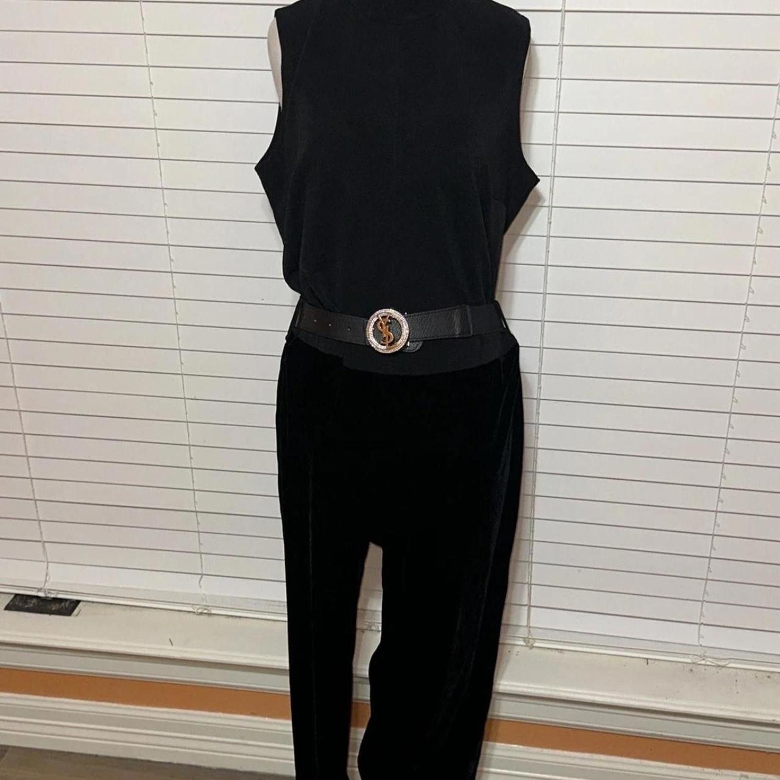 Other Black velvet jumpsuit with side tie detail #velvetjumpsuit Size 40" / US 18 - 1 Thumbnail