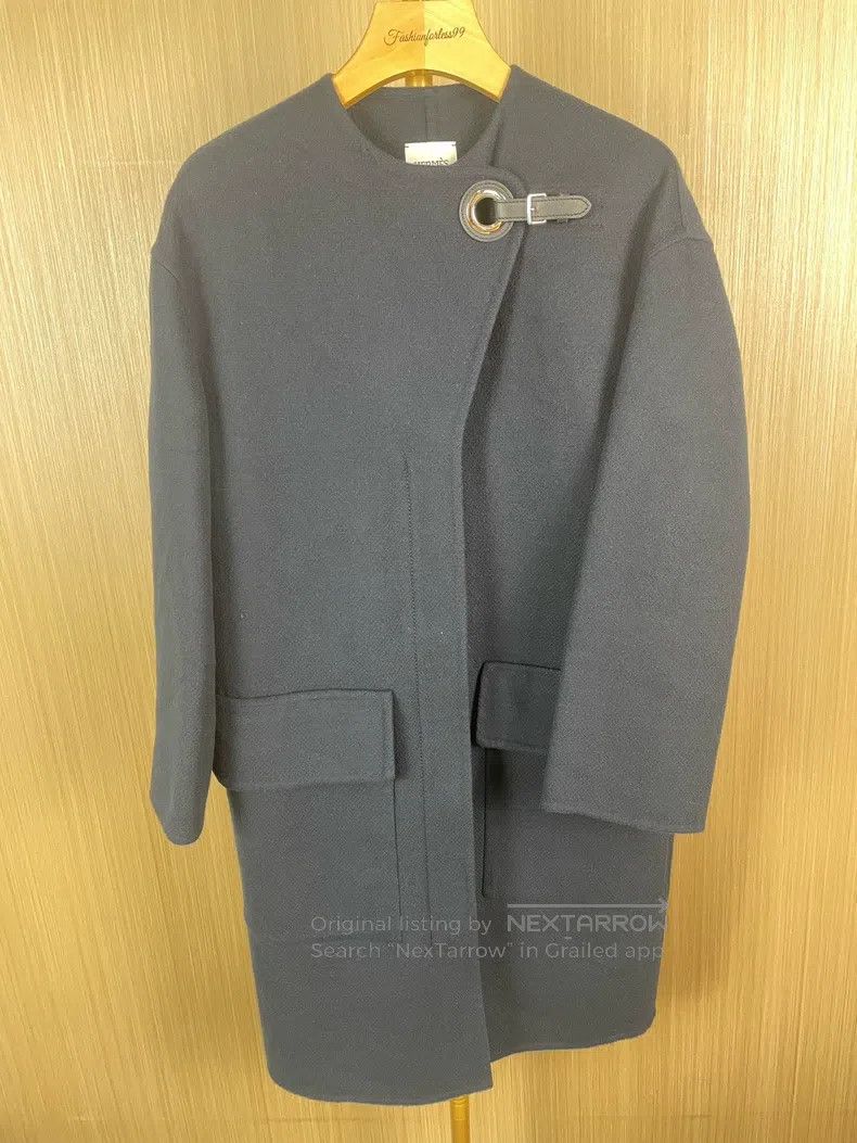 Hermes Hermes Navy Cashmere Coat Size XXS / US 00 / IT 34 - 1 Thumbnail