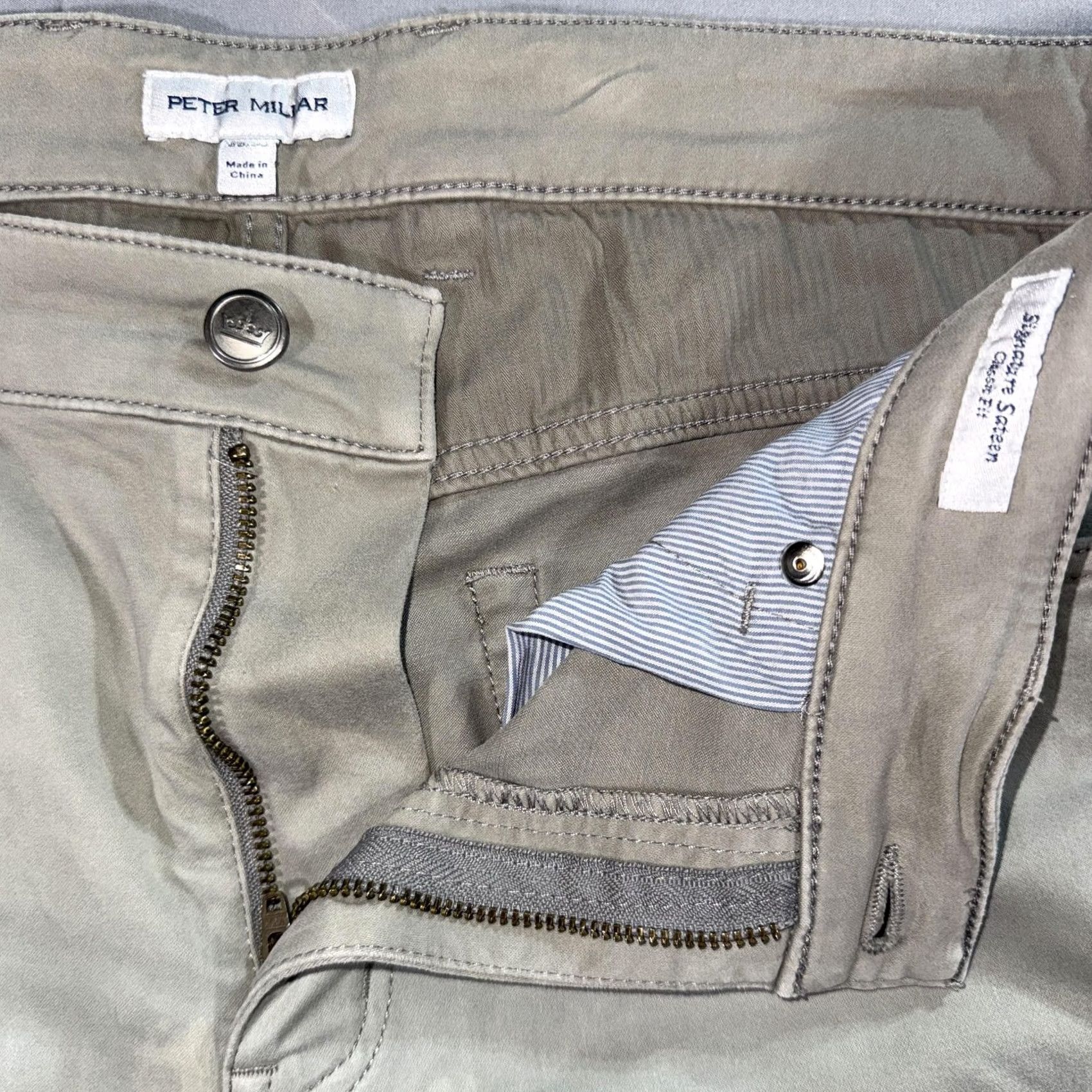Peter Millar Peter Millar Pants Mens 35x32 Beige Signature Sateen Classic Fit Chino Stretch Size US 35 - 4 Thumbnail