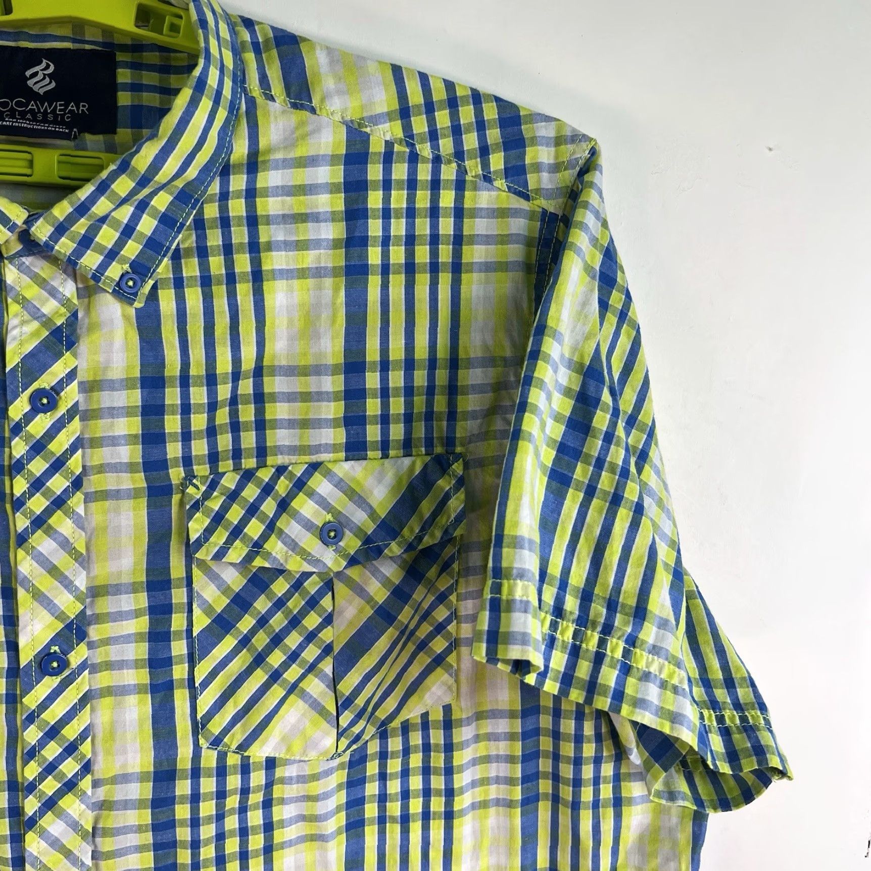 Rocawear VINTAGE Rocawear Plaid Shirt Men’s 3XL Short Sleeve Button-Up Blue Yellow 1990s Concert Casual Mens Size US XXL / EU 58 / 5 - 3 Thumbnail