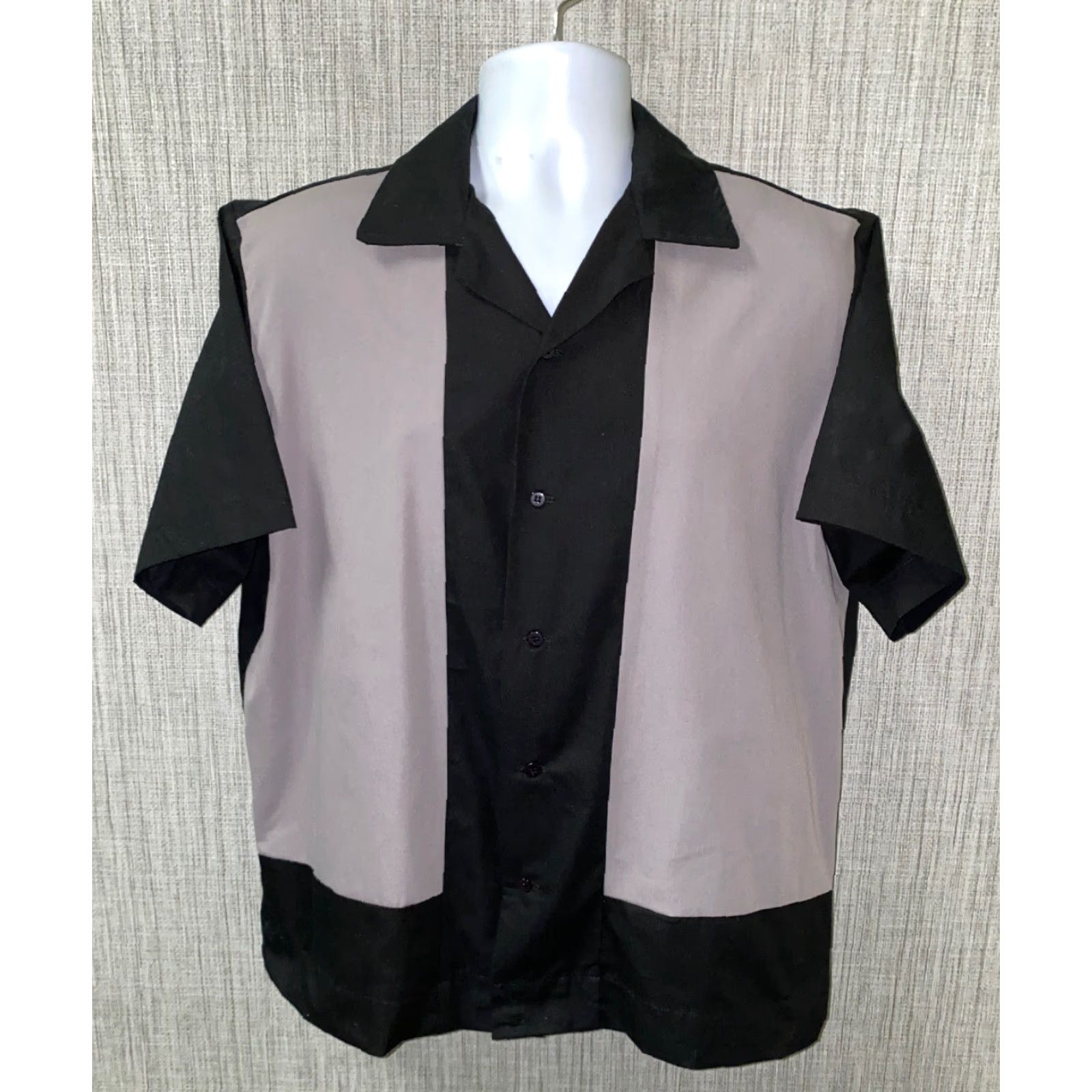 Vintage Hilton Mens Black/Gray Polyester Cotton Bowling Shirt Size M Size US M / EU 48-50 / 2 - 2 Thumbnail