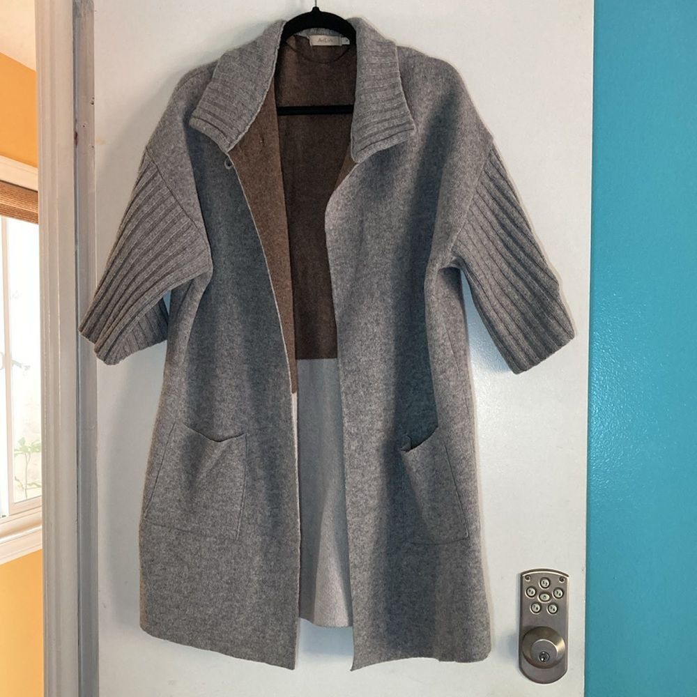 Other AIDA Womens Size M Gray Long Cardigan Sweater Wool Blend One Size M / US 6-8 / IT 42-44 - 2 Thumbnail