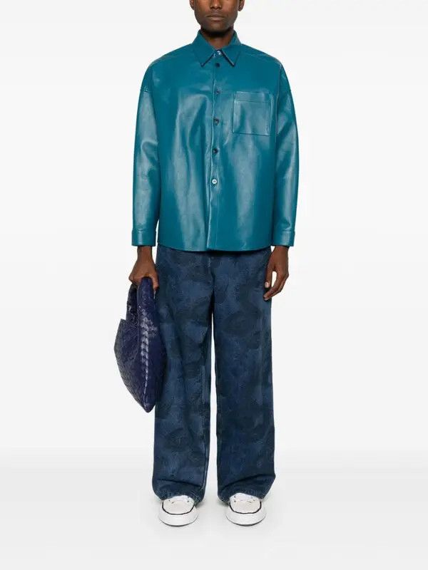 Marni o1w1db11125 Leather Shirt in Blue Size US M / EU 48-50 / 2 - 5 Thumbnail