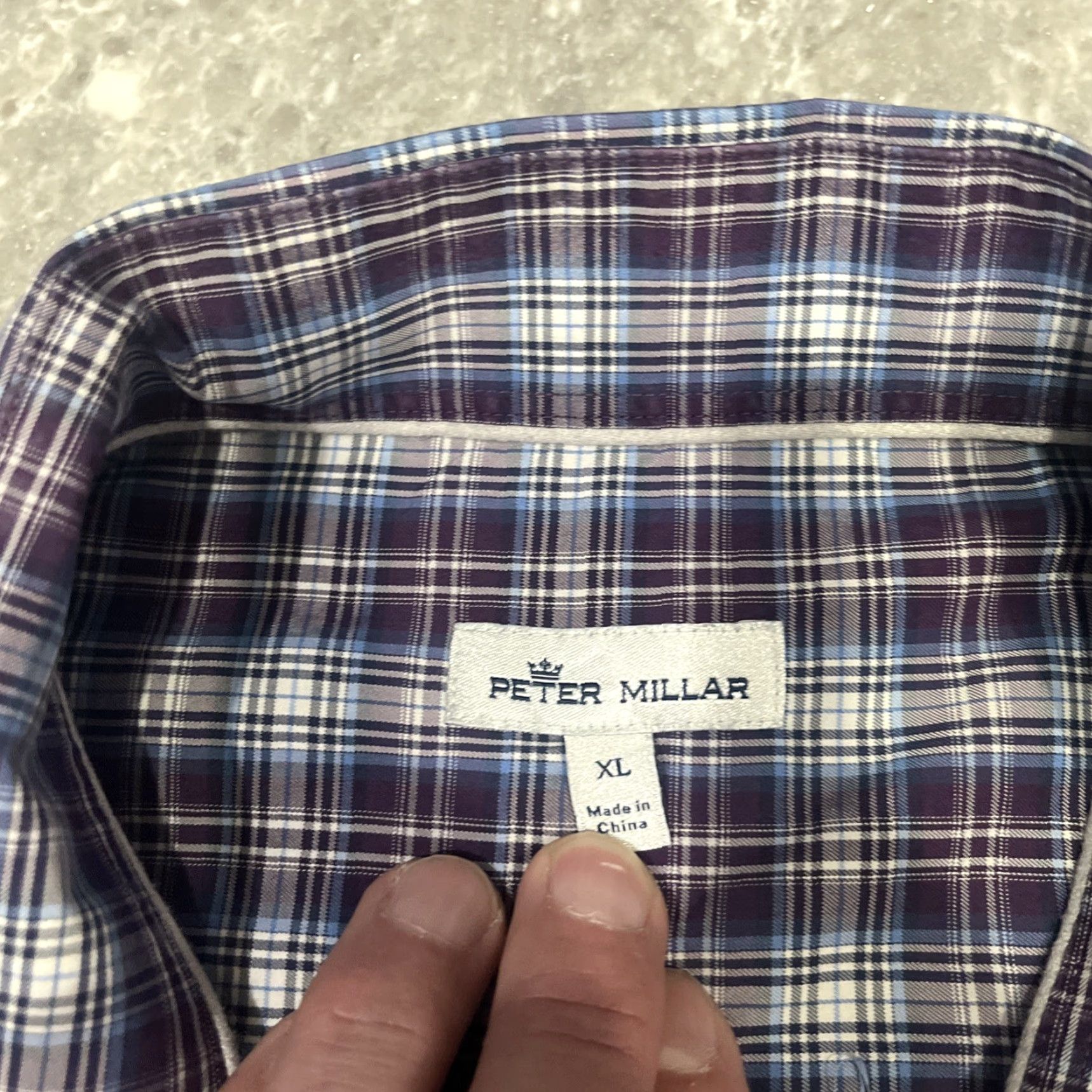 Peter Millar PETER MILLAR Purple Check Long Sleeve Button-Down Shirt XL Mens Button-Up Cotton Size US XL / EU 56 / 4 - 2 Thumbnail
