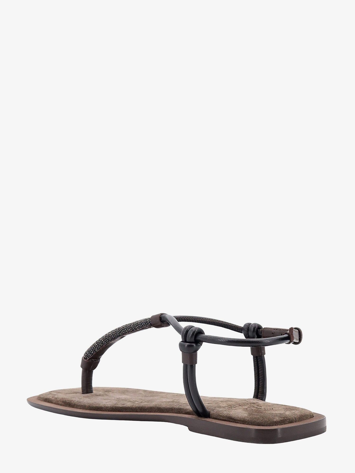 Brunello Cucinelli o1y0725 Ankle Strap Thong Leather Sandals in Dark Brown Size US 10 / IT 40 - 3 Thumbnail