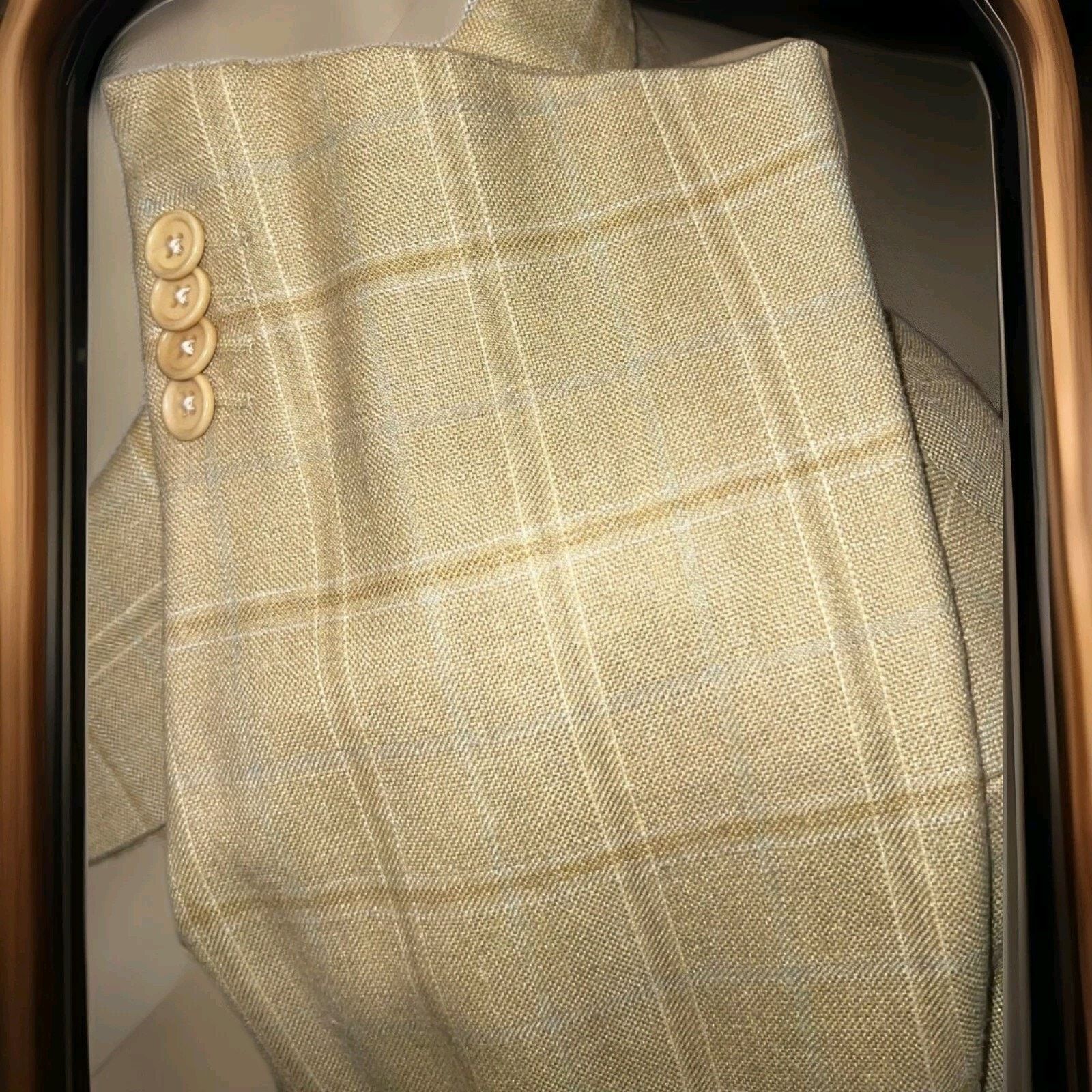 Ermenegildo Zegna ERMENEGILDO ZEGNA Beige 3 Button Mens Blazer 42L US blazer Size 42L - 2 Thumbnail