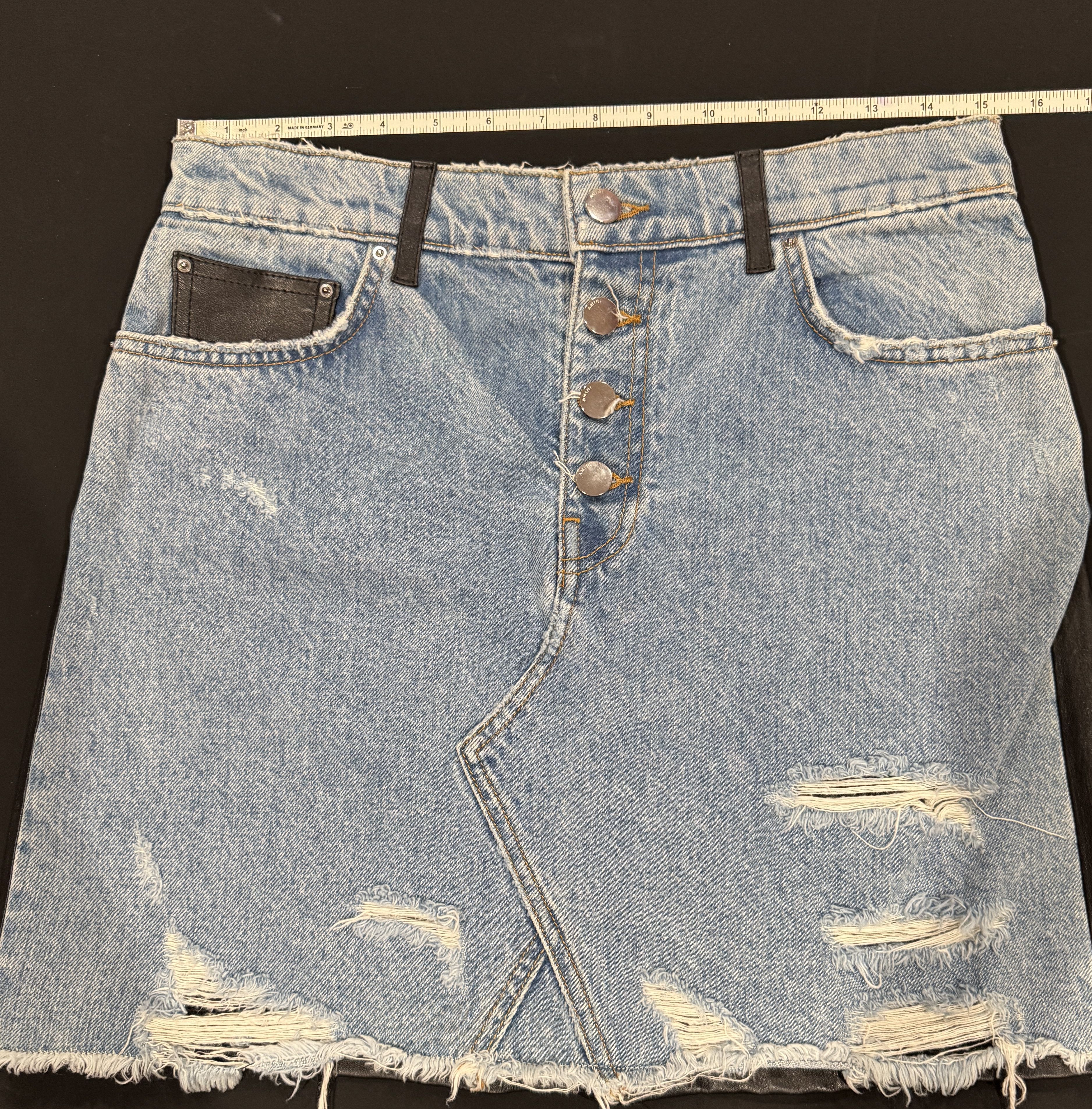 Amiri AMIRI MINI LEATHER DENIM FLARE SKIRT SIZE 8 Size 27" / US 4 / IT 40 - 3 Thumbnail