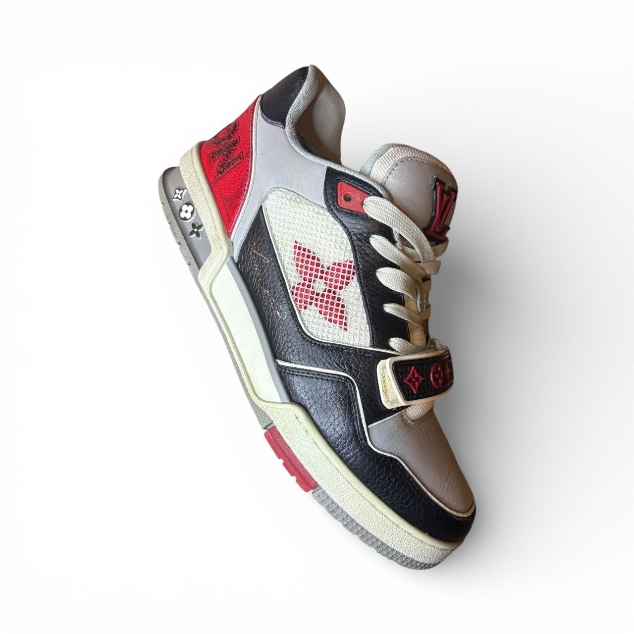 Louis Vuitton Louis Vuitton Trainer Strap Black Grey Red 1AC4ZU | Size 7LV Size US 8 / EU 41 - 2 Thumbnail