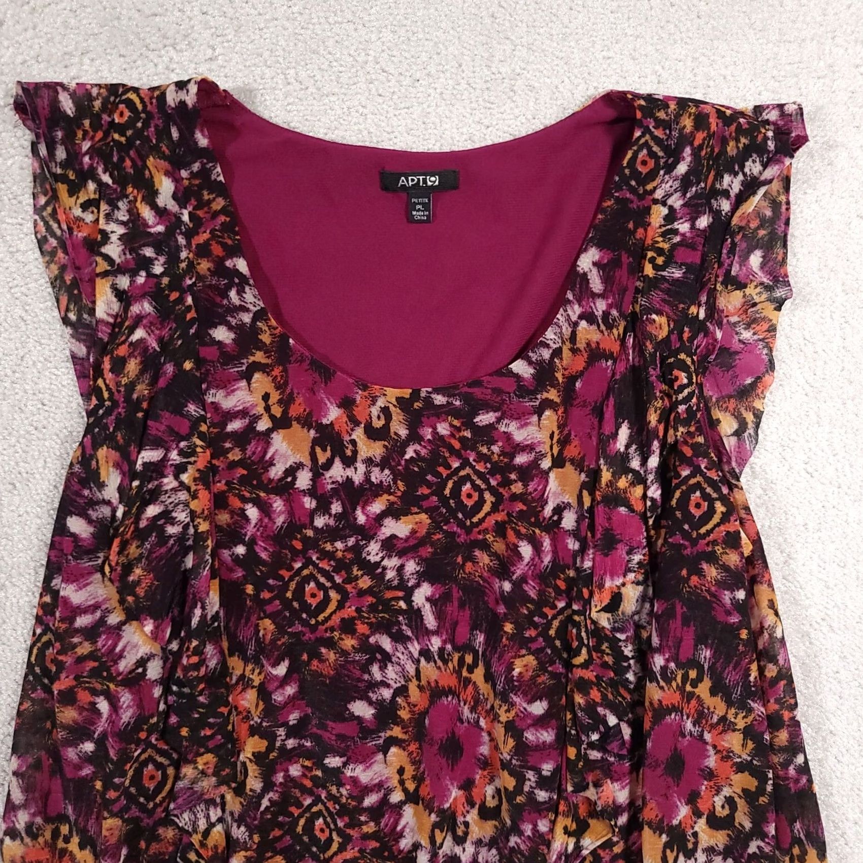 Apt. 9 Apt 9 Shirt Womens PL Petite Multicolored Print Sleeveless Tank Lined Boho Size L / US 10 / IT 46 - 3 Thumbnail