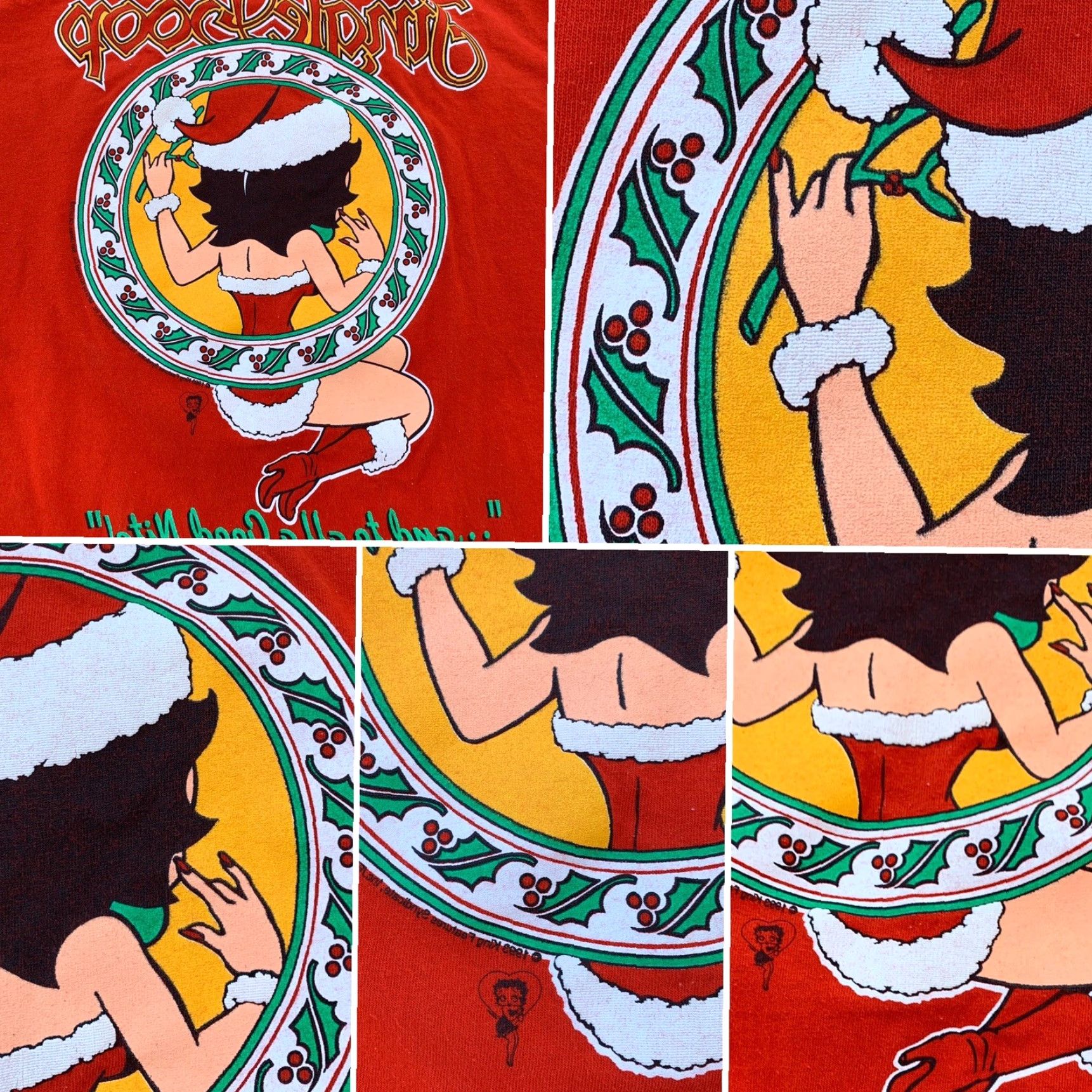 Vintage VINTAGE Jingle Boop And To All A Good Nite T Shirt Front Back Graphics Betty XXL Shirt Mens Red 1993 Christmas Betty Boop Jersey Cotton NJ Croce Size US XXL / EU 58 / 5 - 4 Thumbnail