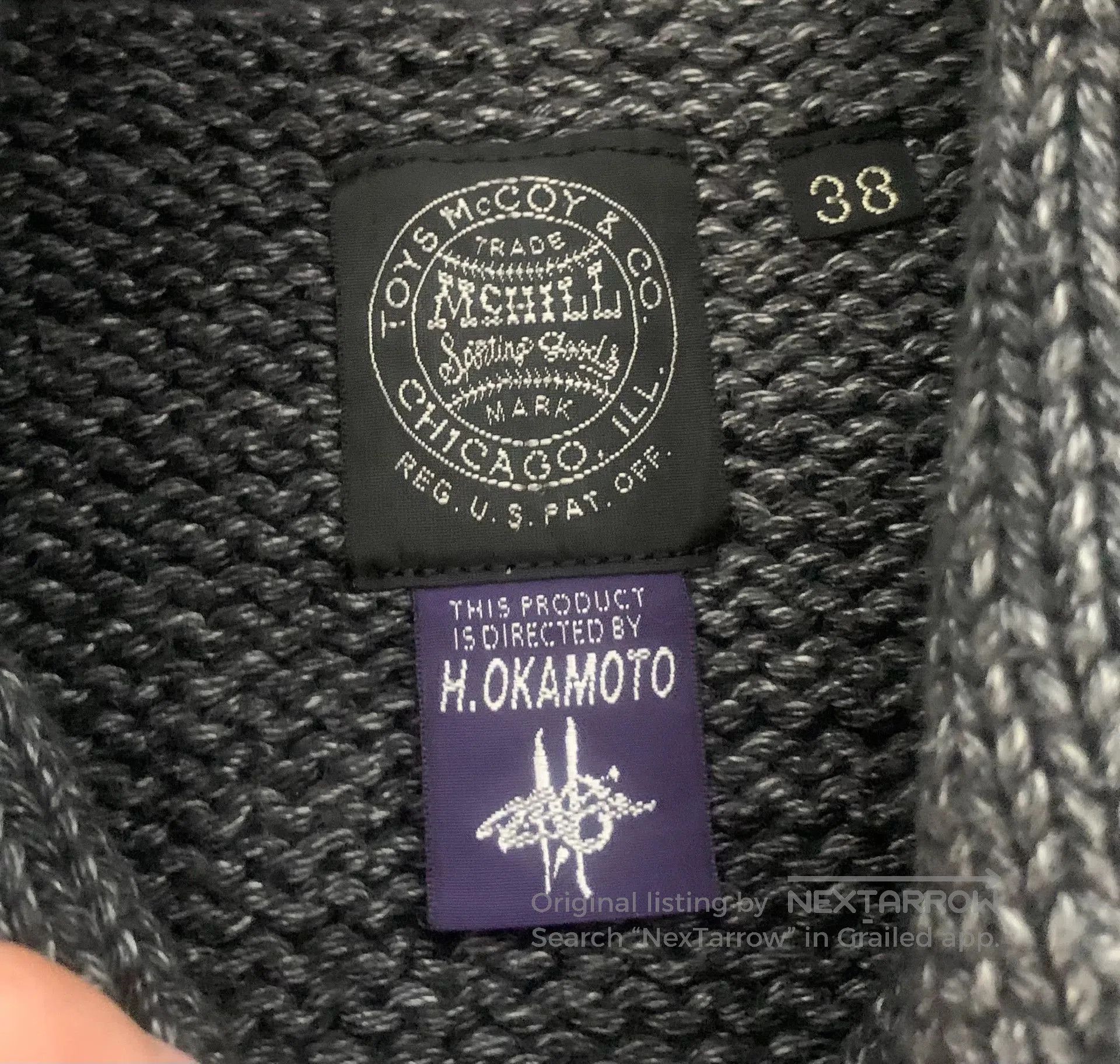 TOYS McCOY navy blue cardigan with large patch. Size US M / EU 48-50 / 2 - 6 Thumbnail