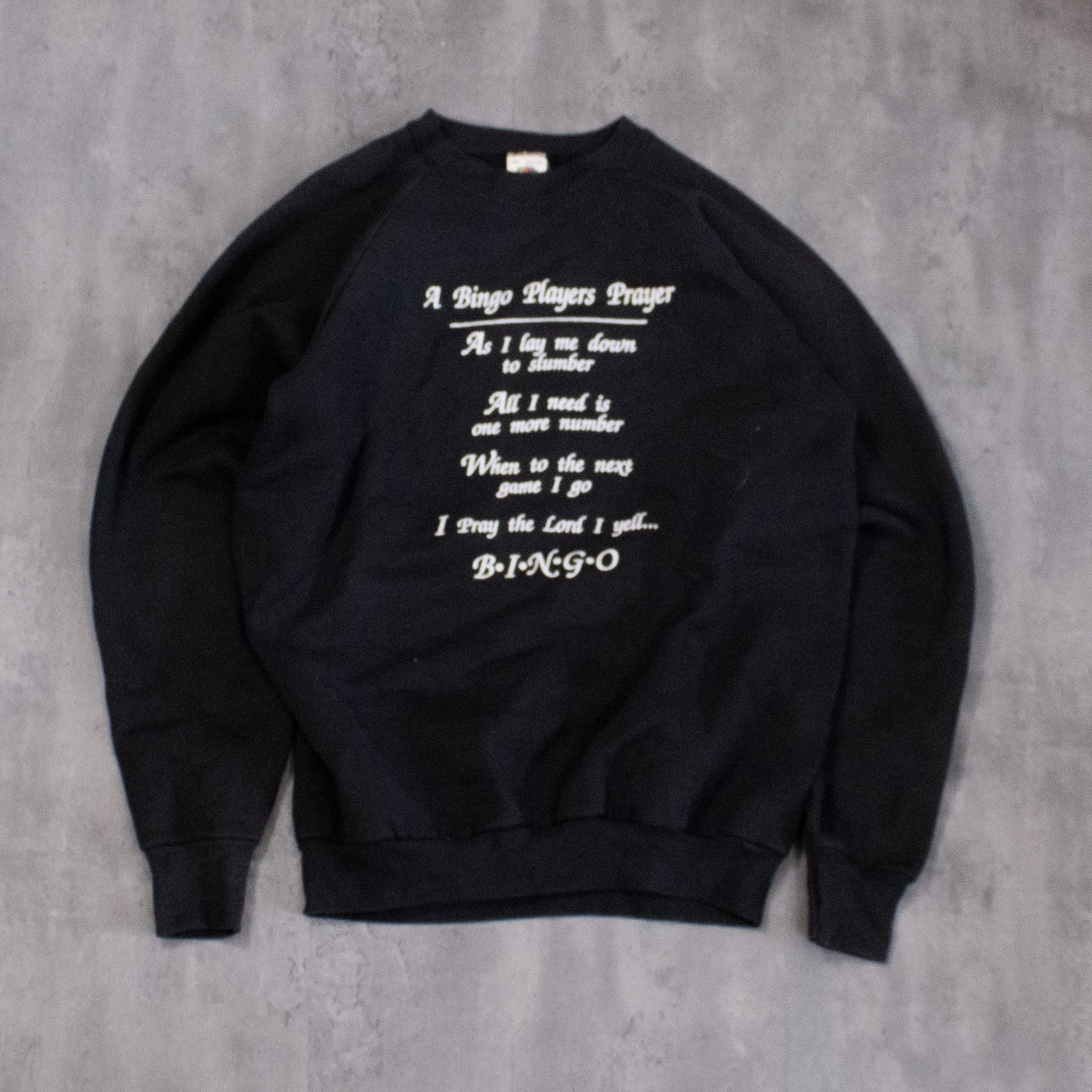 Fruit Of The Loom × Vintage Vintage 1990’s Bingo’s Prayer Black Crewneck Sweater Size US L / EU 52-54 / 3 - 3 Thumbnail