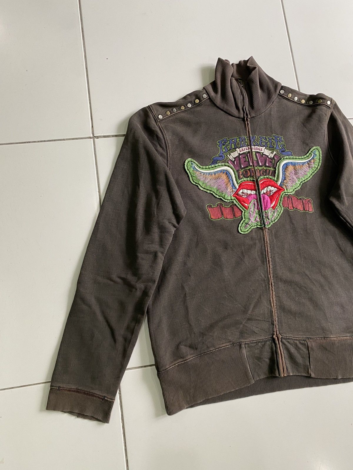 Energie × If Six Was Nine Vintage Energie velvet Track Pullover zip up Sweaters Size US L / EU 52-54 / 3 - 2 Thumbnail