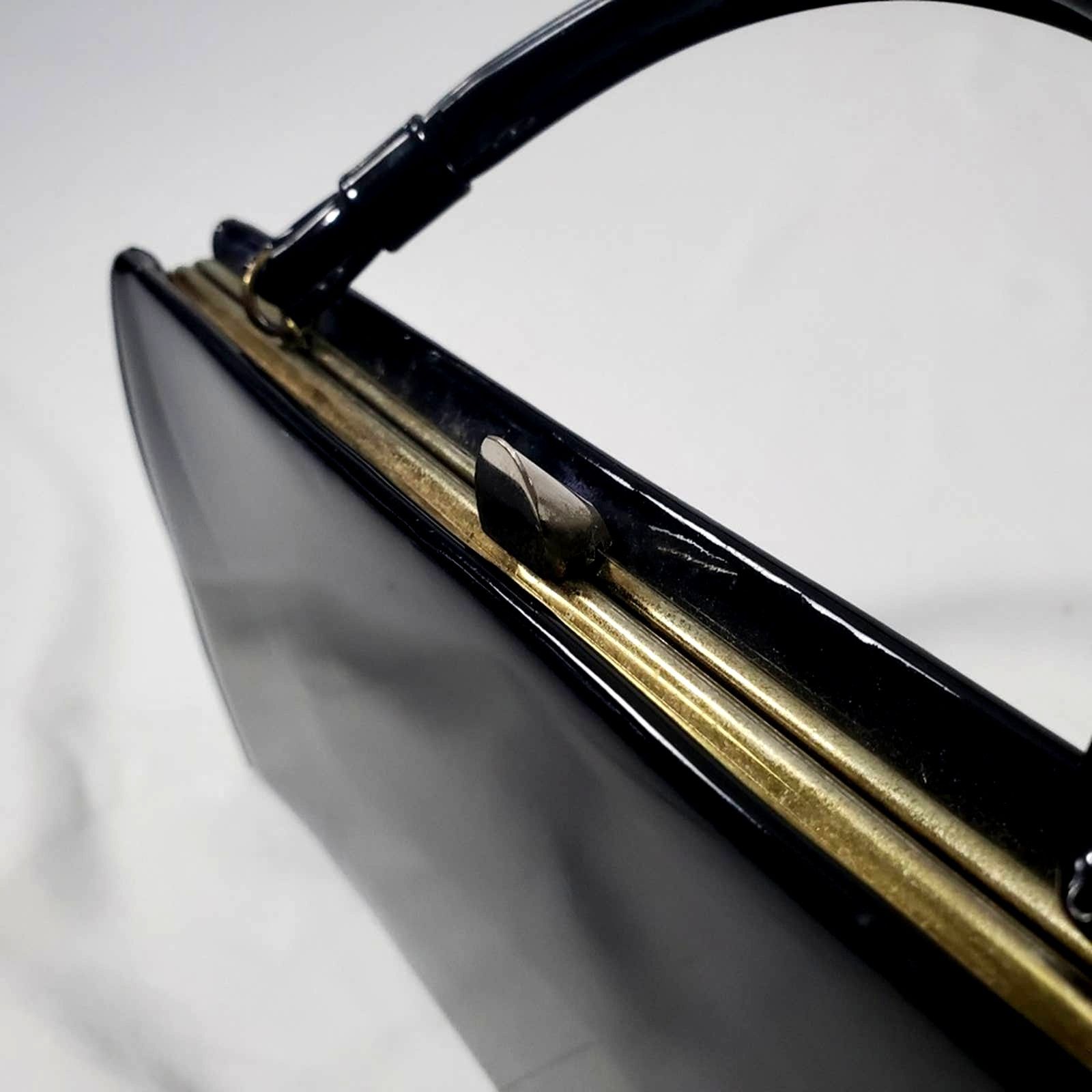 Vintage Vintage 1950's Black Handbag Purse Tote Clutch Size ONE SIZE - 8 Thumbnail