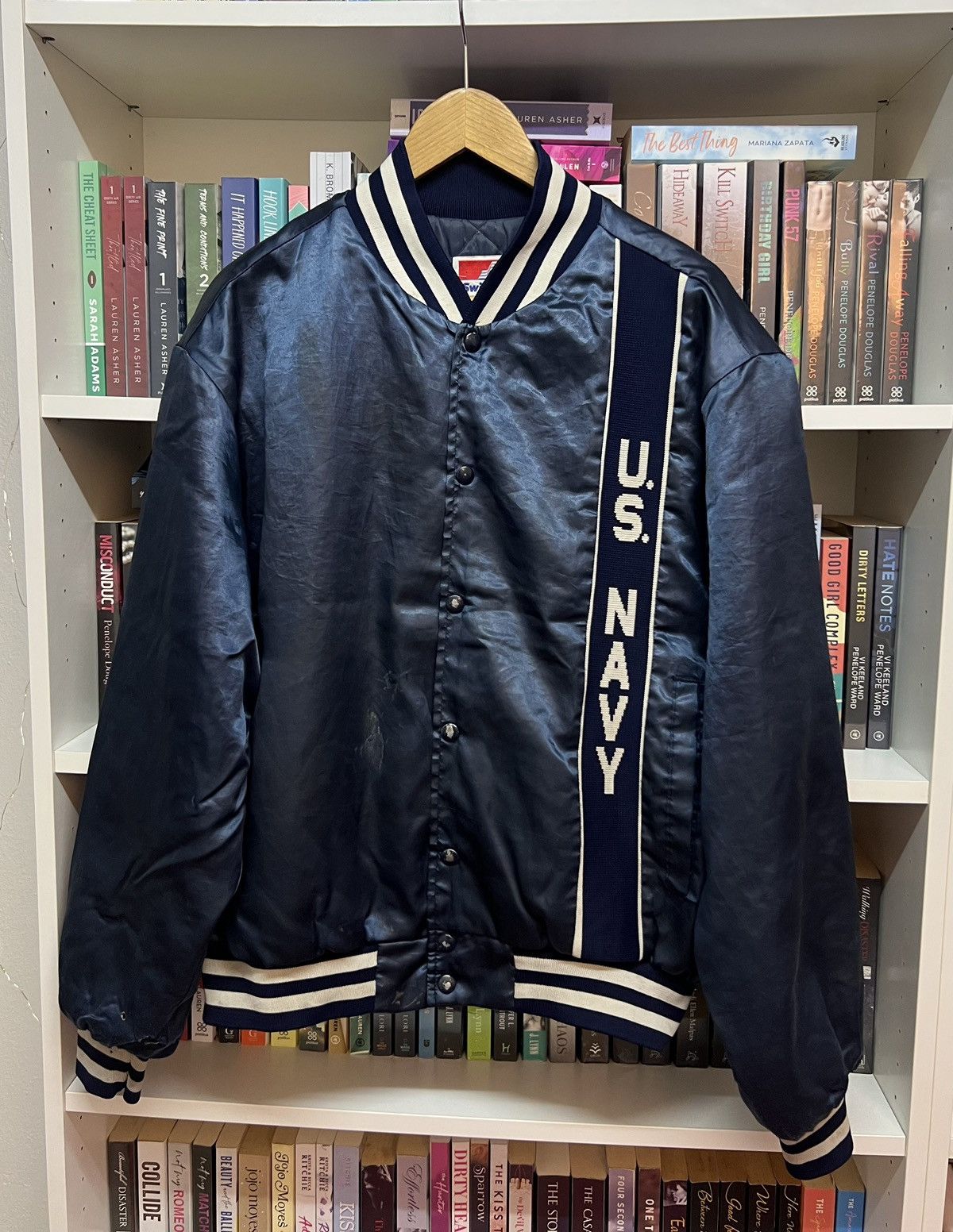 Vintage 80s USA NAVY Varsity Jacket Size US XL / EU 56 / 4 - 1 Thumbnail