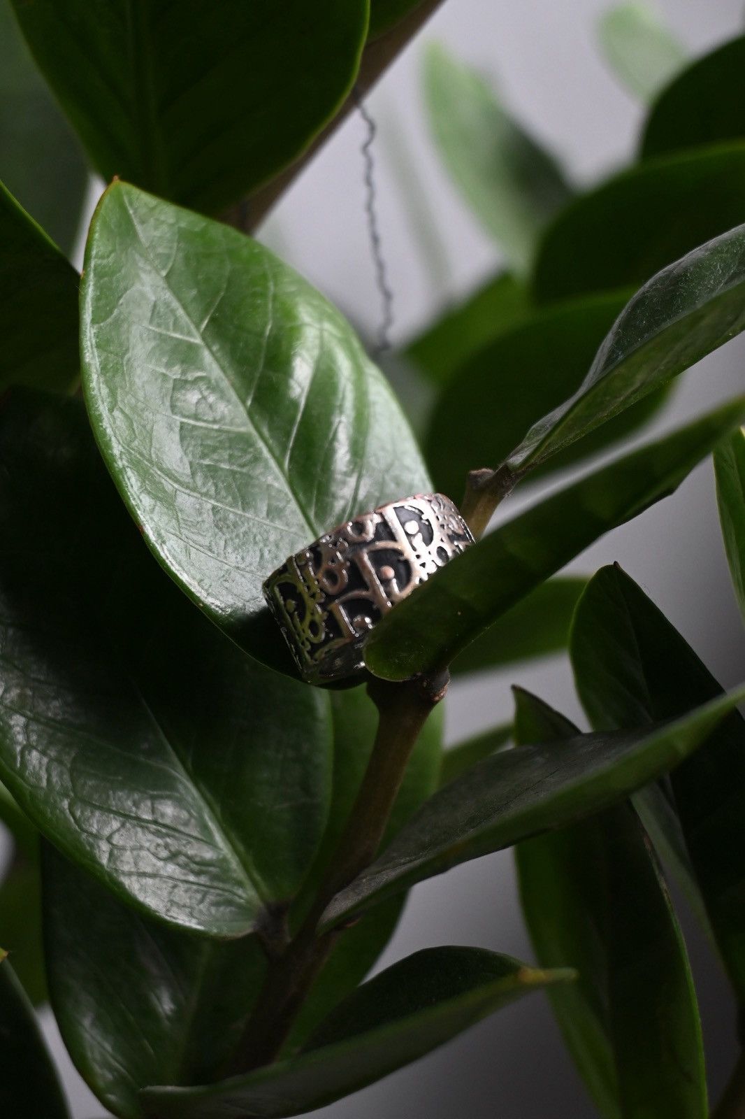 Dior Dior by John Galliano black trotter oblique D2 silver ring. Size ONE SIZE - 4 Thumbnail