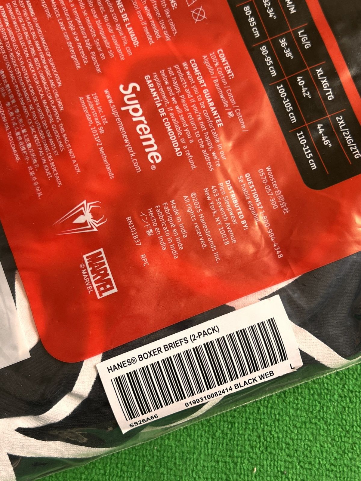 Supreme L Supreme x Marvel Spider-Man Web Boxer Briefs hanes Black Size US 34 / EU 50 - 15 Thumbnail