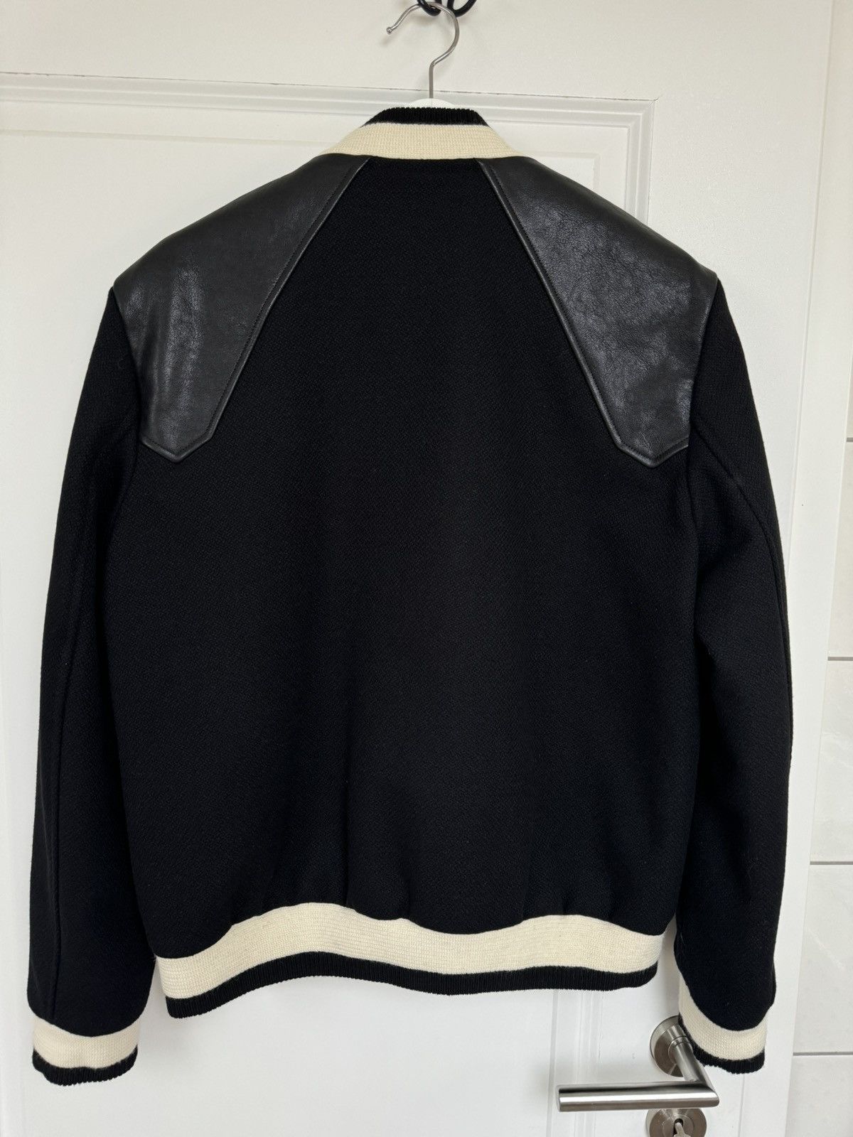 Saint Laurent Paris SAINT LAURENT Black Wool Varsity Bomber Jacket Size US M / EU 48-50 / 2 - 2 Thumbnail