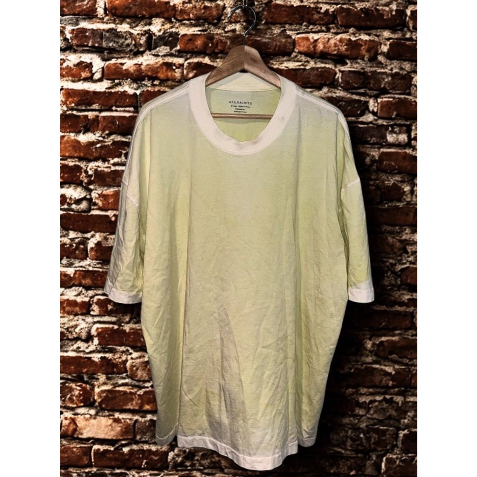 Allsaints ALLSAINTS Luca Oversized Tee XL Chartreuse Organic Cotton Size US XL / EU 56 / 4 - 2 Thumbnail