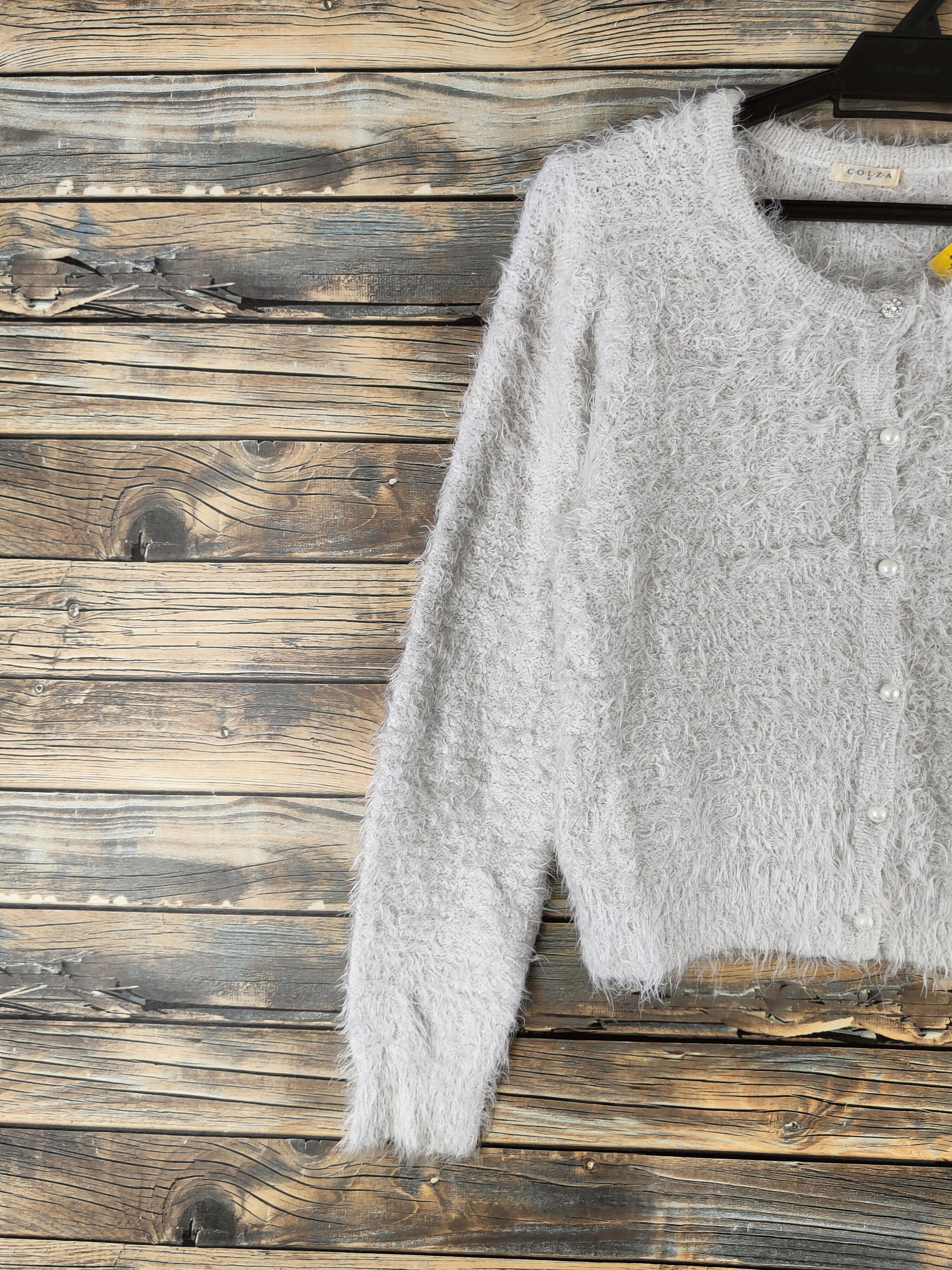 Japanese Brand DL Colza Gray Fur Mohair Knitwear Crop Tops #46-537 Size XS / US 0-2 / IT 36-38 - 3 Thumbnail