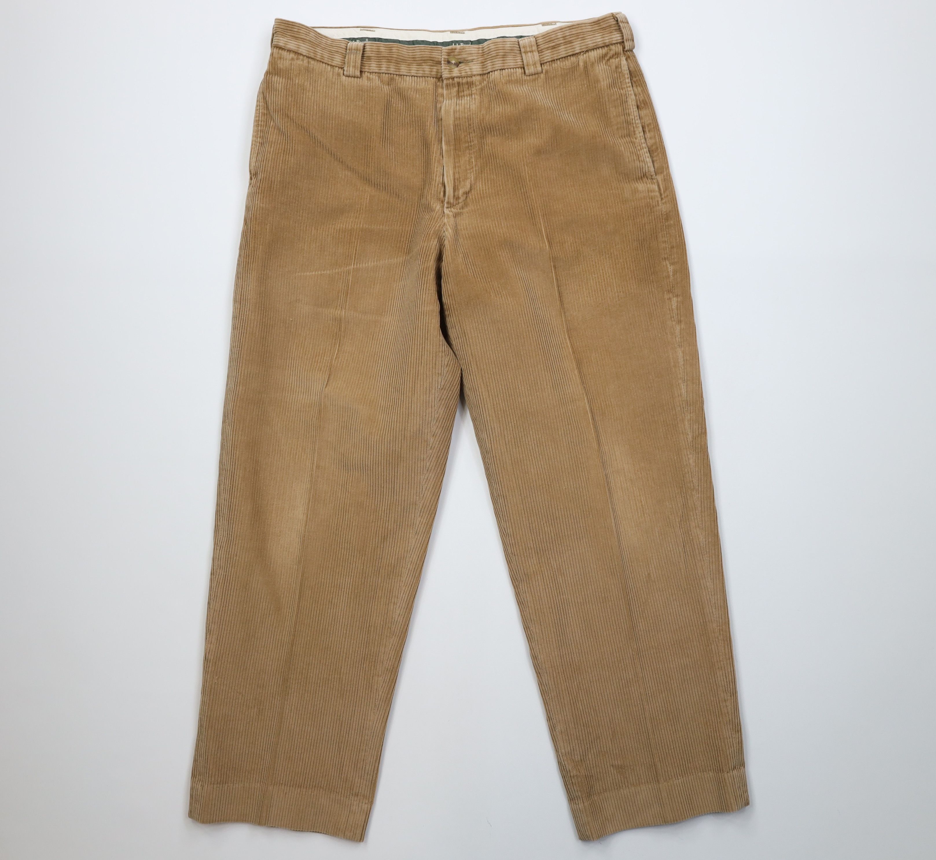 L.L. Bean Vtg 90s LL Bean Wide Leg Corduroy Chino Pants Trousers Beige Size US 34 / EU 50 - 1 Thumbnail