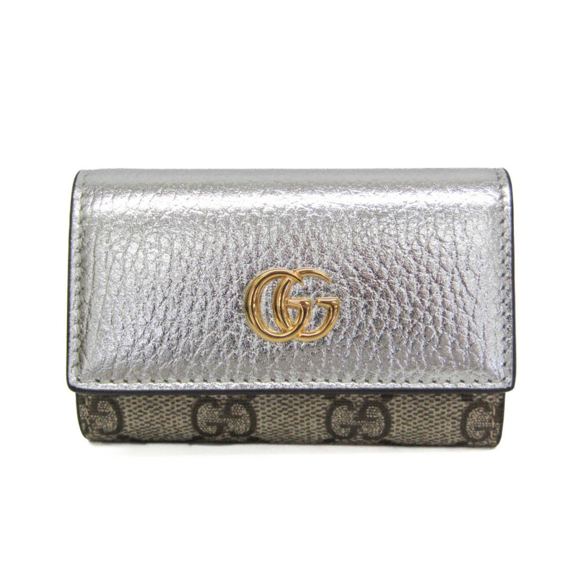 Gucci Gucci GG Marmont 456118 Men,Women Leather GG Supreme Key Case Beige,Silver Size ONE SIZE - 1 Thumbnail