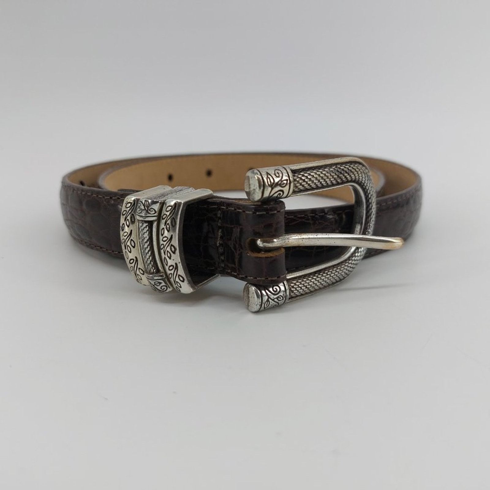 Brighton Vintage Brighton Classic Brown Genuine Leather Belt Size 26 - 2 Thumbnail