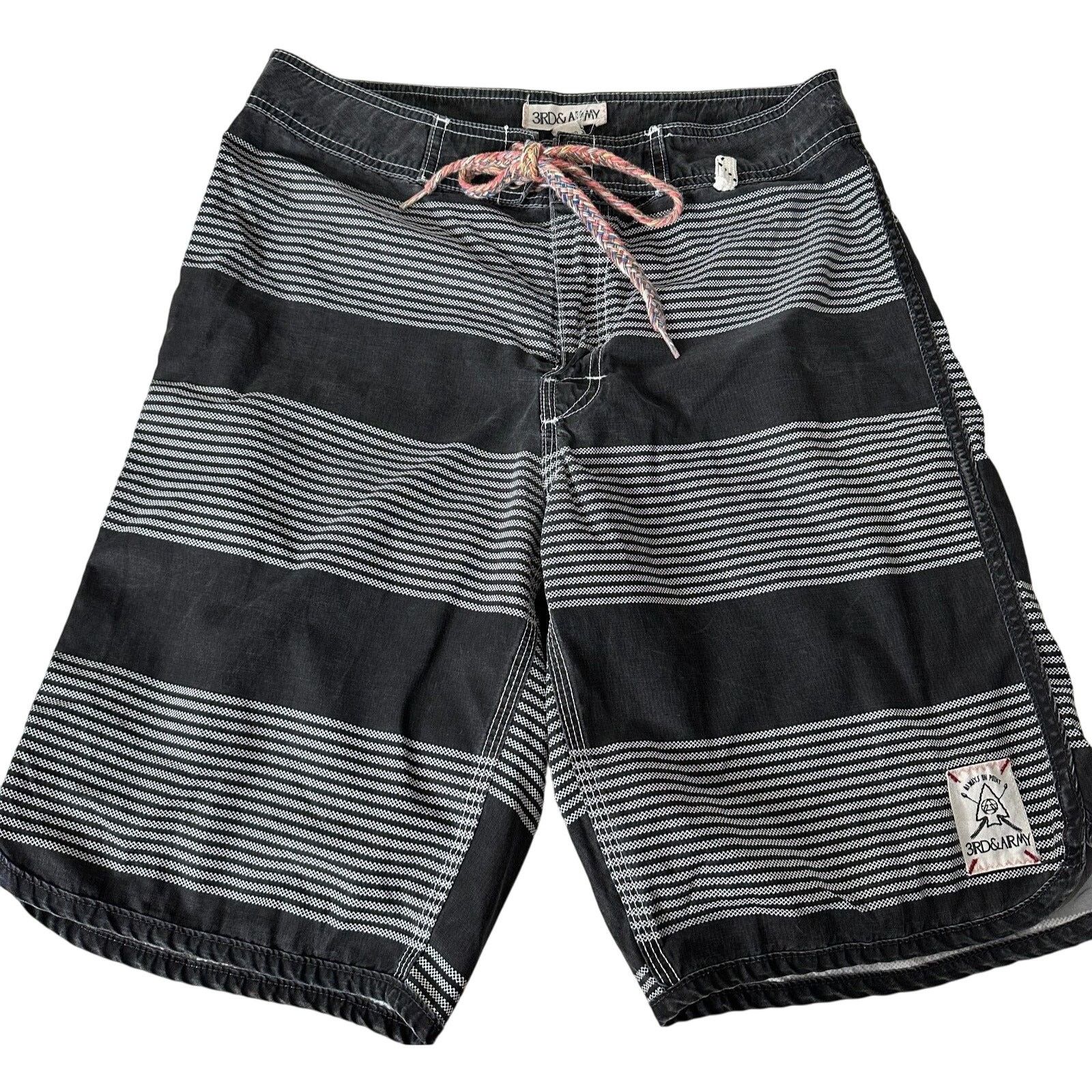 Other 3rd & Army Mens Black & White Stripe Tie Waist Pocket Short Size US 30 / EU 46 - 12 Thumbnail