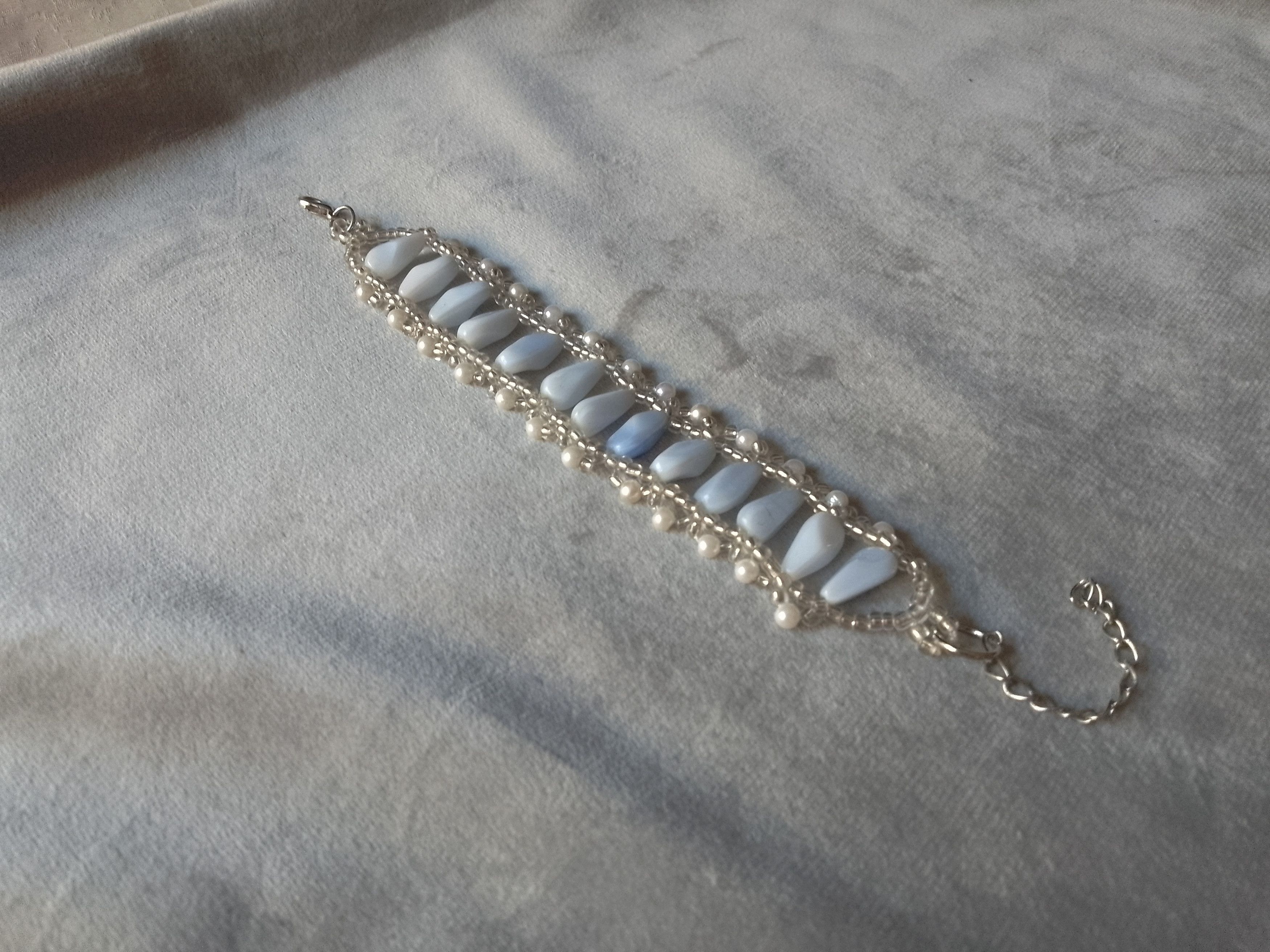 Handmade Bracelet Blue Gemstones Tumbled Quartz Elegant Size ONE SIZE - 3 Thumbnail