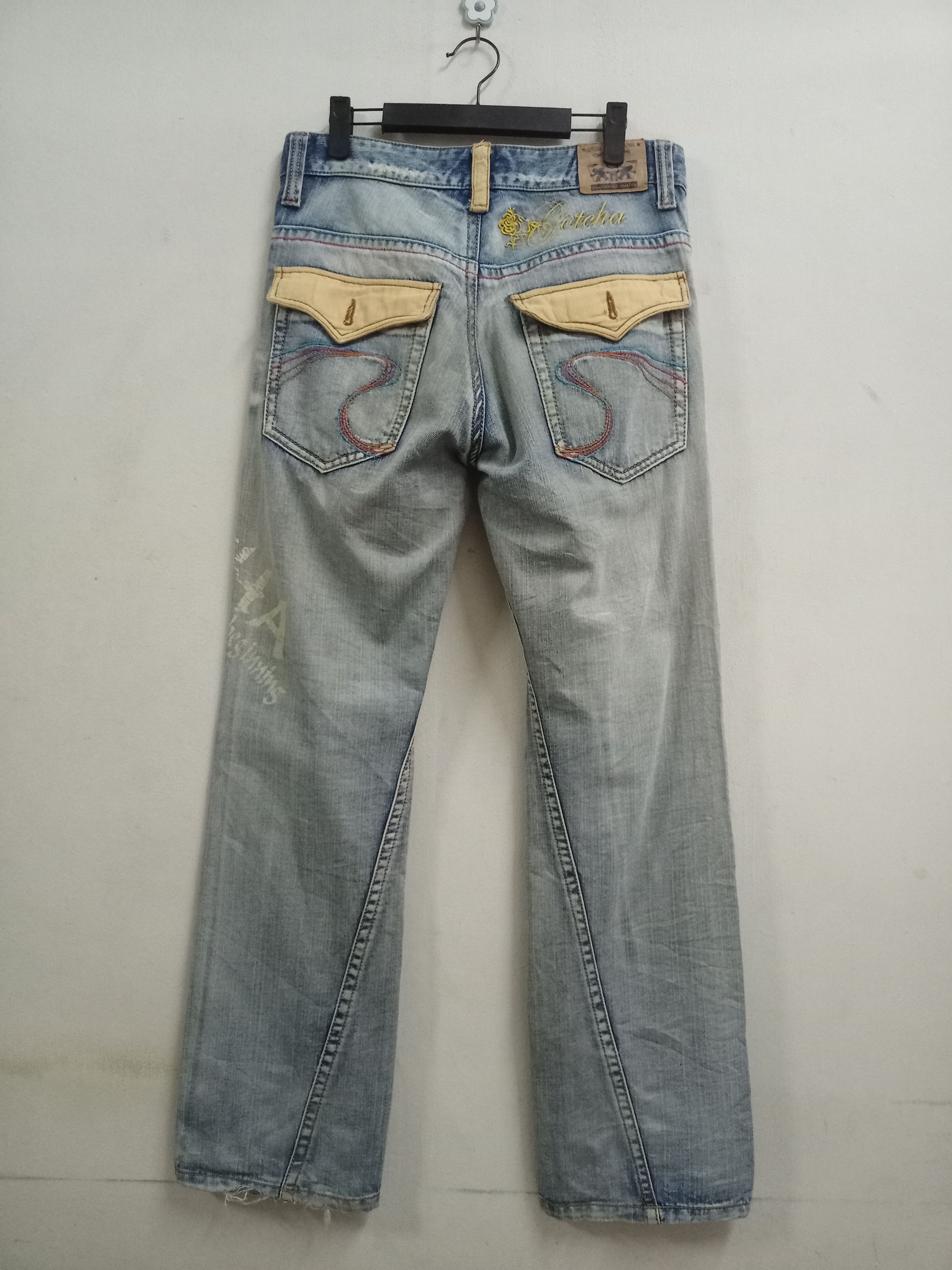 Gotcha × Japanese Brand Vintage Japanese Gotcha Distressed Spiral Baggy Jeans Size US 31 - 2 Thumbnail