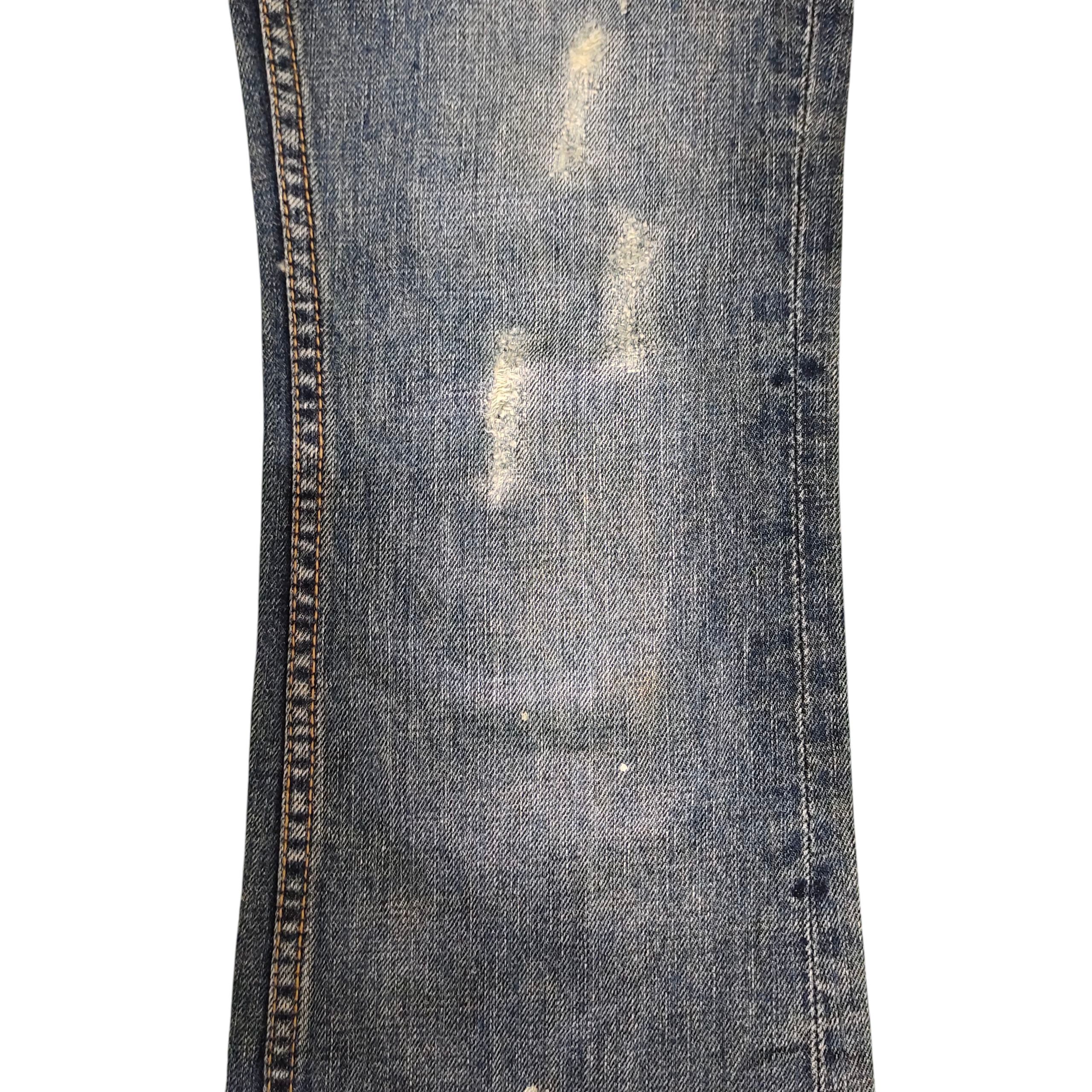 Flare Jeans Back Number Patches Clawmark Distress Bootcut