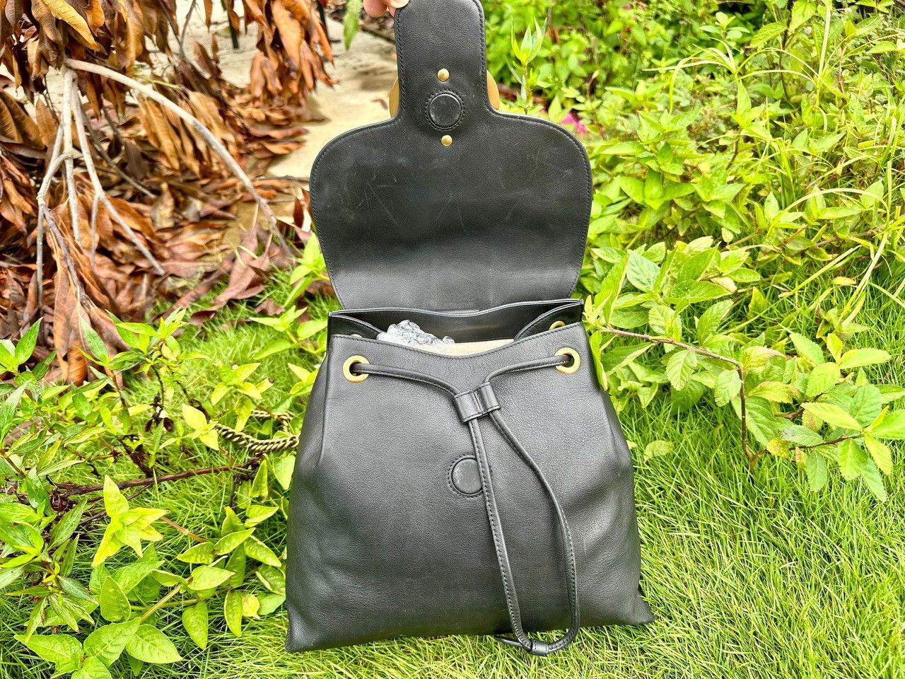 Gucci Authentic Gucci Leather GG Marmont Web Flap Chain Backpack Size ONE SIZE - 7 Thumbnail