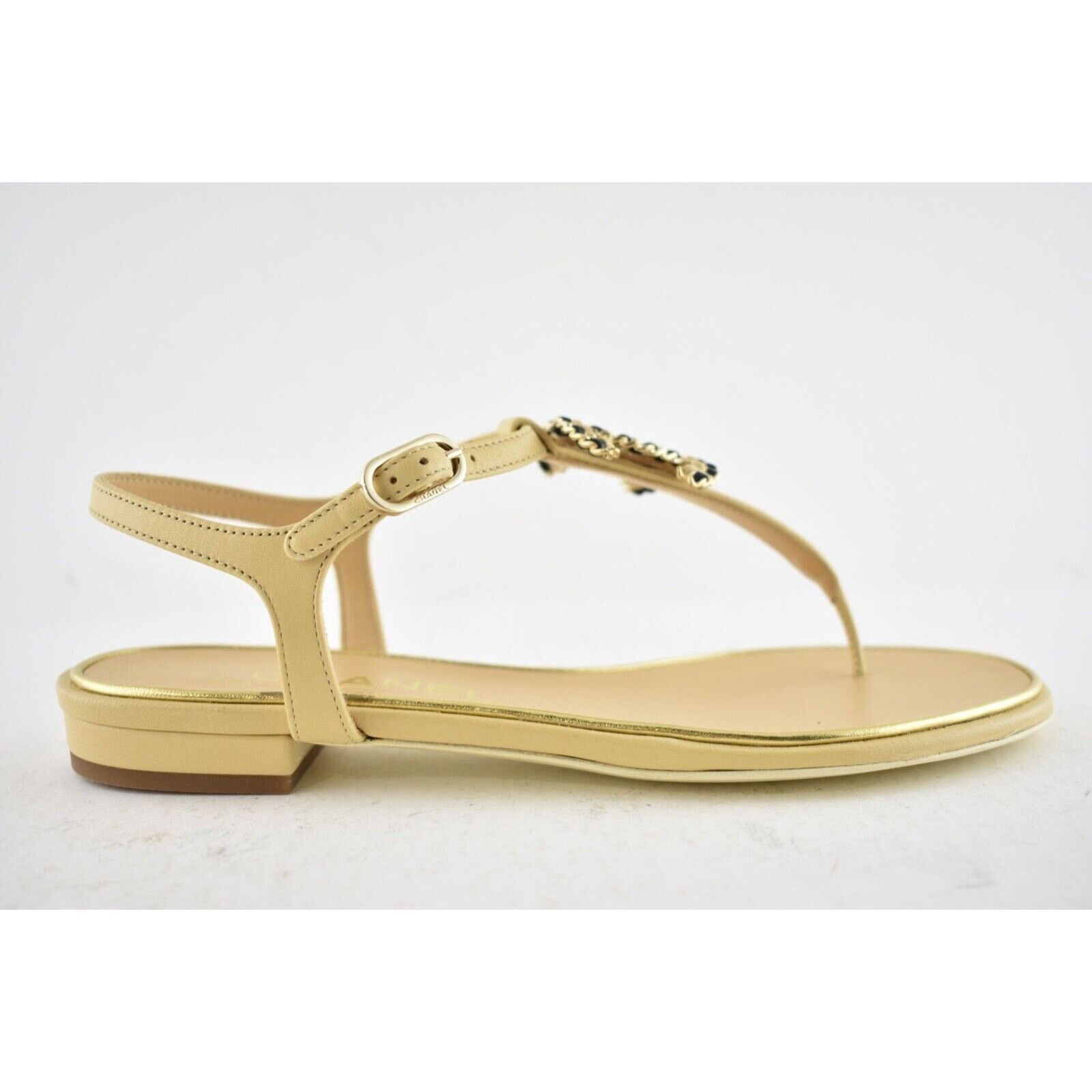 Chanel 19C Lambskin Chain CC XL Logo Ankle Strap Sandal Flat 36 Size US 6 / IT 36 - 3 Thumbnail