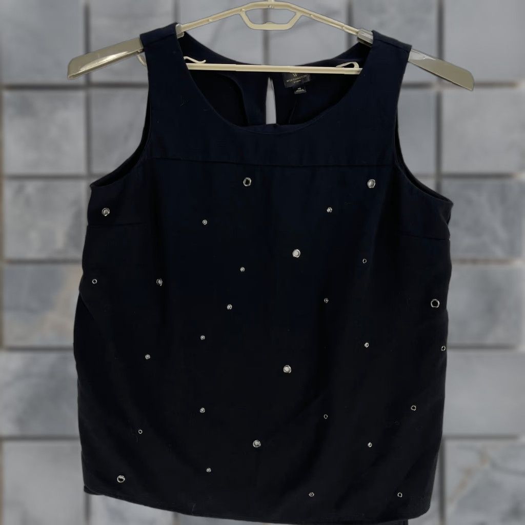 Worthington Worthington Blouse 1X Black Sleeveless Tank Office Chic Minimalist Stud Detail Size XL / US 12-14 / IT 48-50 - 1 Thumbnail
