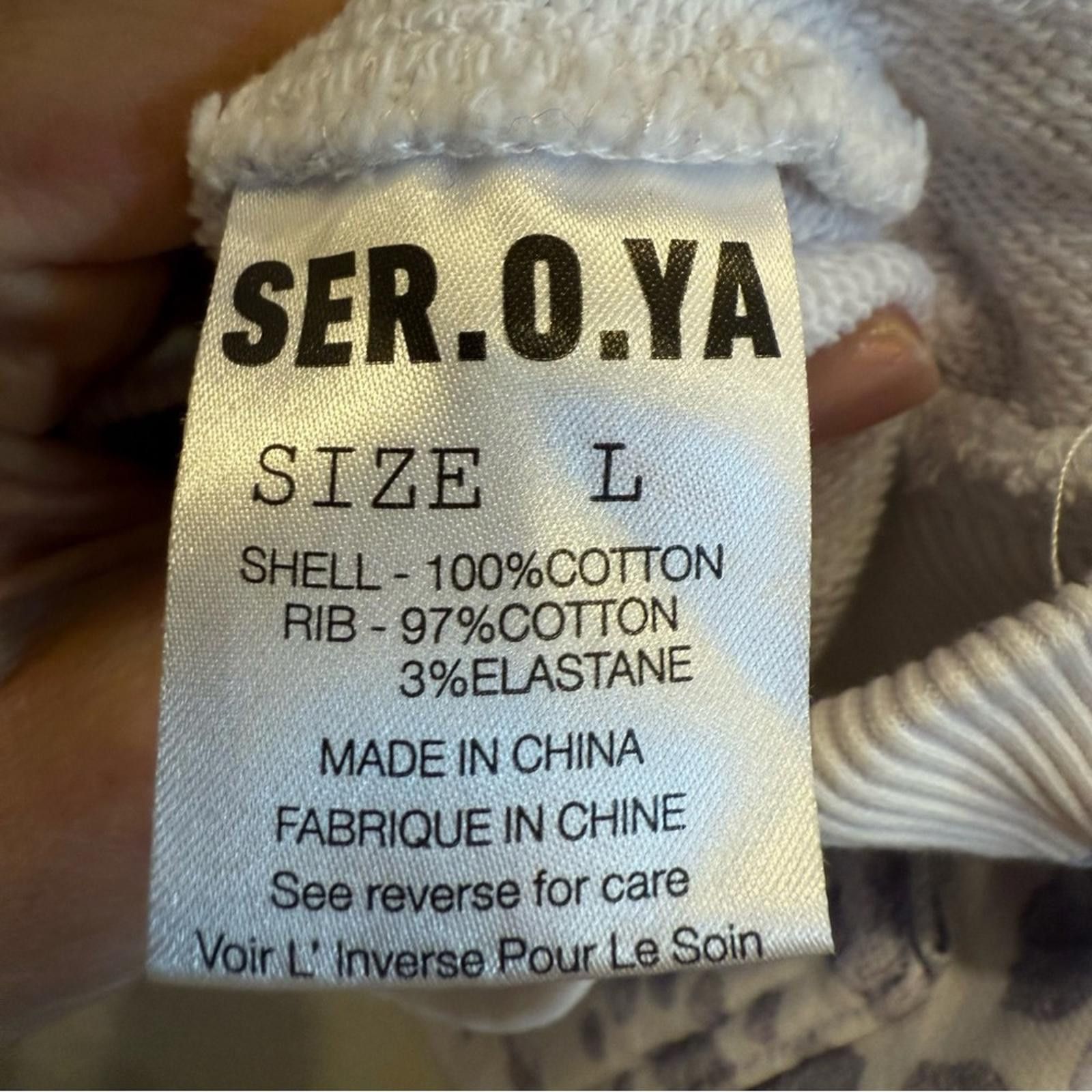 Other SER.O.YA White and Lilac Patterned Cotton Hoodie sz L Size US L / EU 52-54 / 3 - 7 Thumbnail