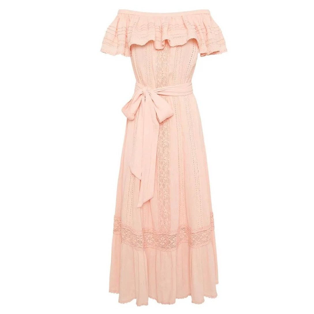 Free People New Spell Cassie Off The Shoulder Lace Gown $299 XS Pink Size XS / US 0-2 / IT 36-38 - 8 Thumbnail