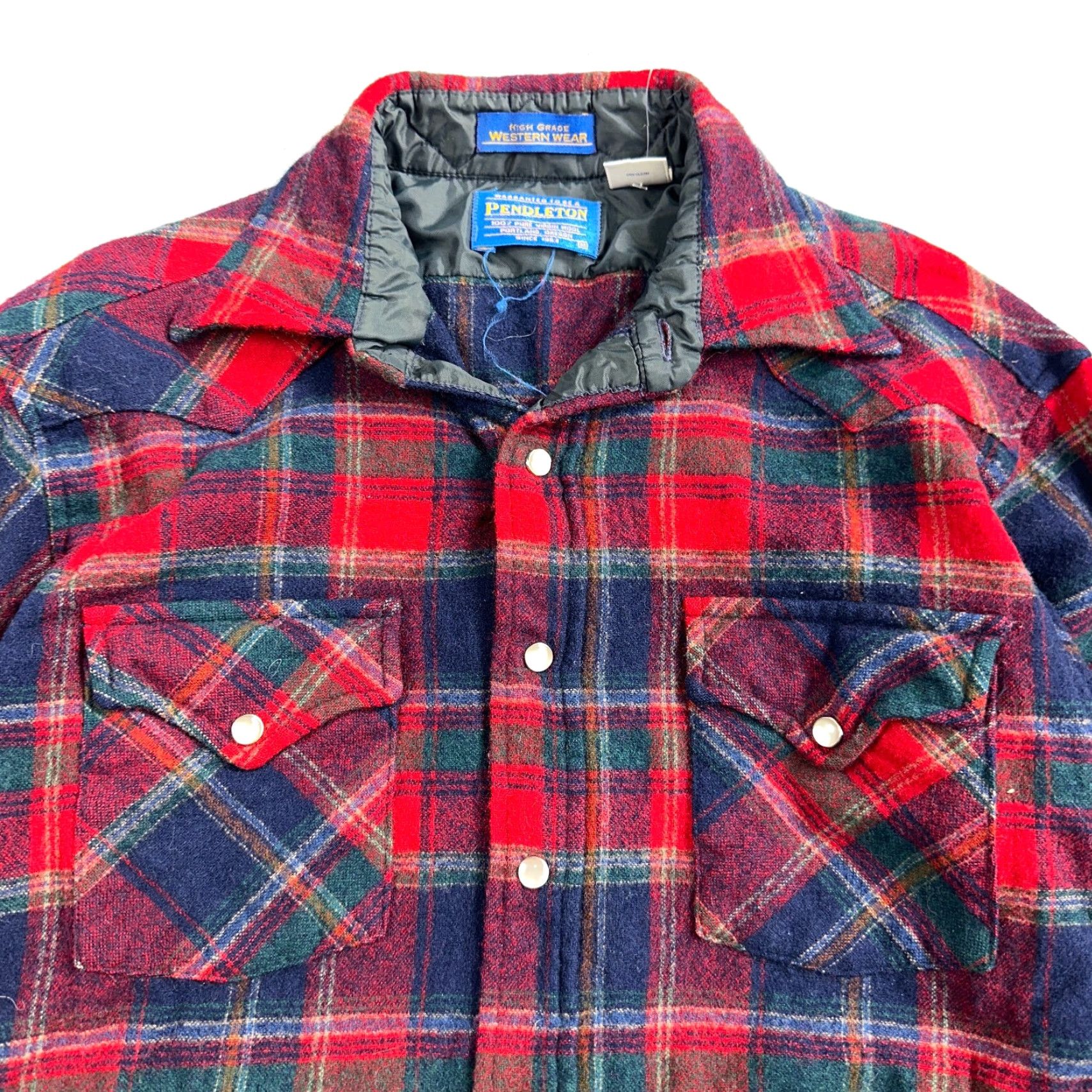 Pendleton VINTAGE Pendleton Shirt Plaid 100% Virgin Wool Western Button-Up M Red Men's Regular Classic Western 90s USA Mens Size US M / EU 48-50 / 2 - 3 Thumbnail