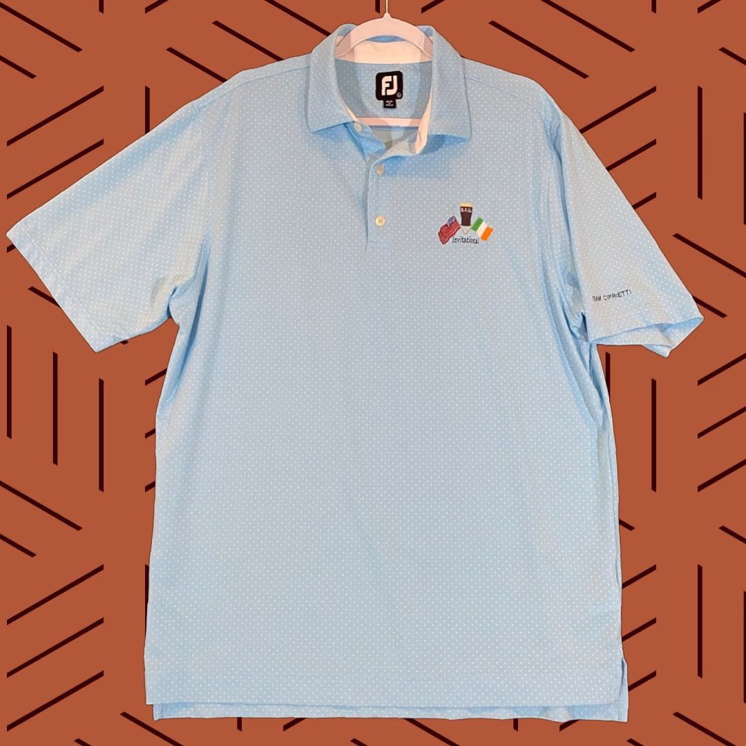 Footjoy FootJoy Polo Shirt Mens L Blue Micro Dot Performance Golf D.F.G Invitational S/S Size US L / EU 52-54 / 3 - 1 Thumbnail