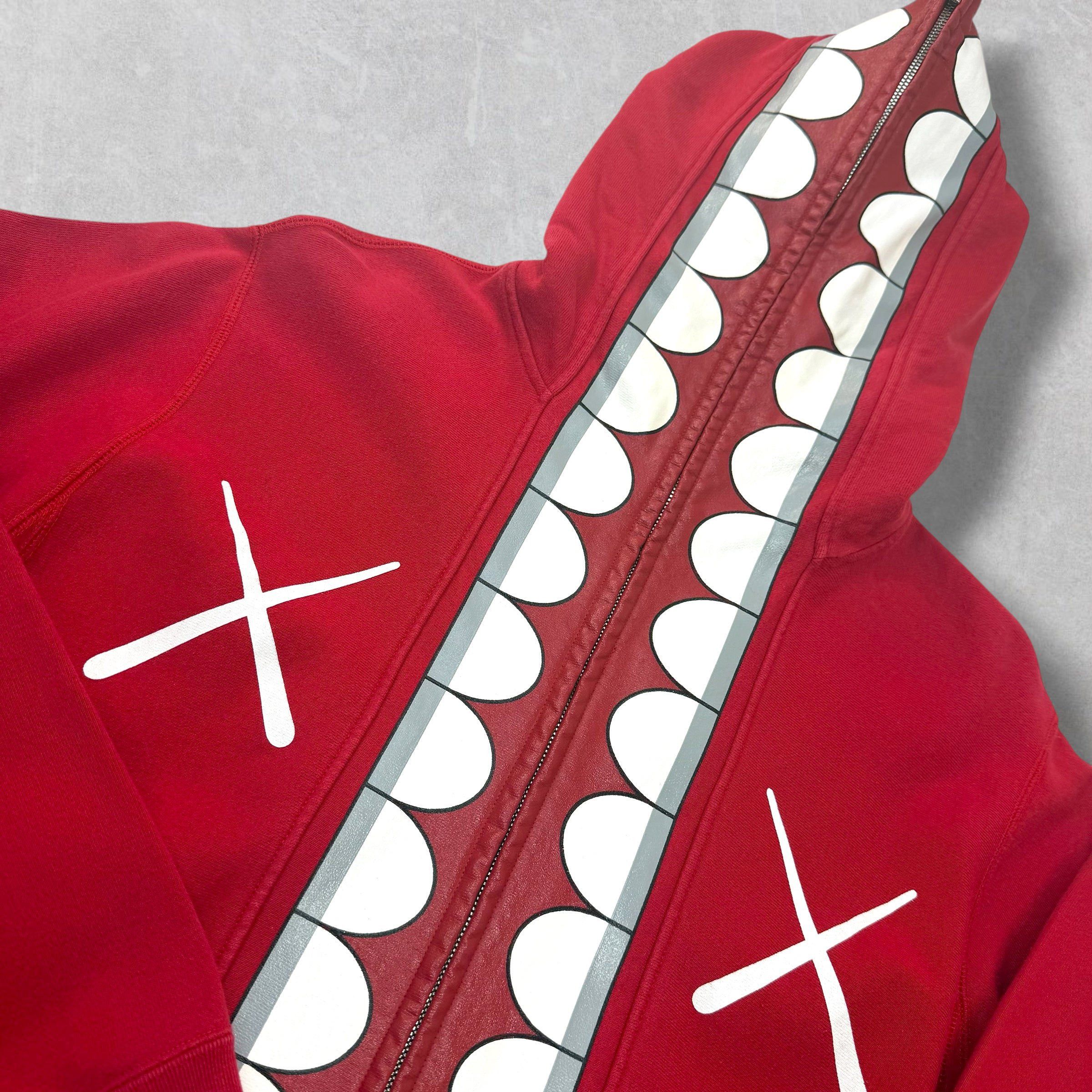 Bape Bape x Kaws Chomper Full-Zip Hoodie Red M Size US M / EU 48-50 / 2 - 3 Thumbnail