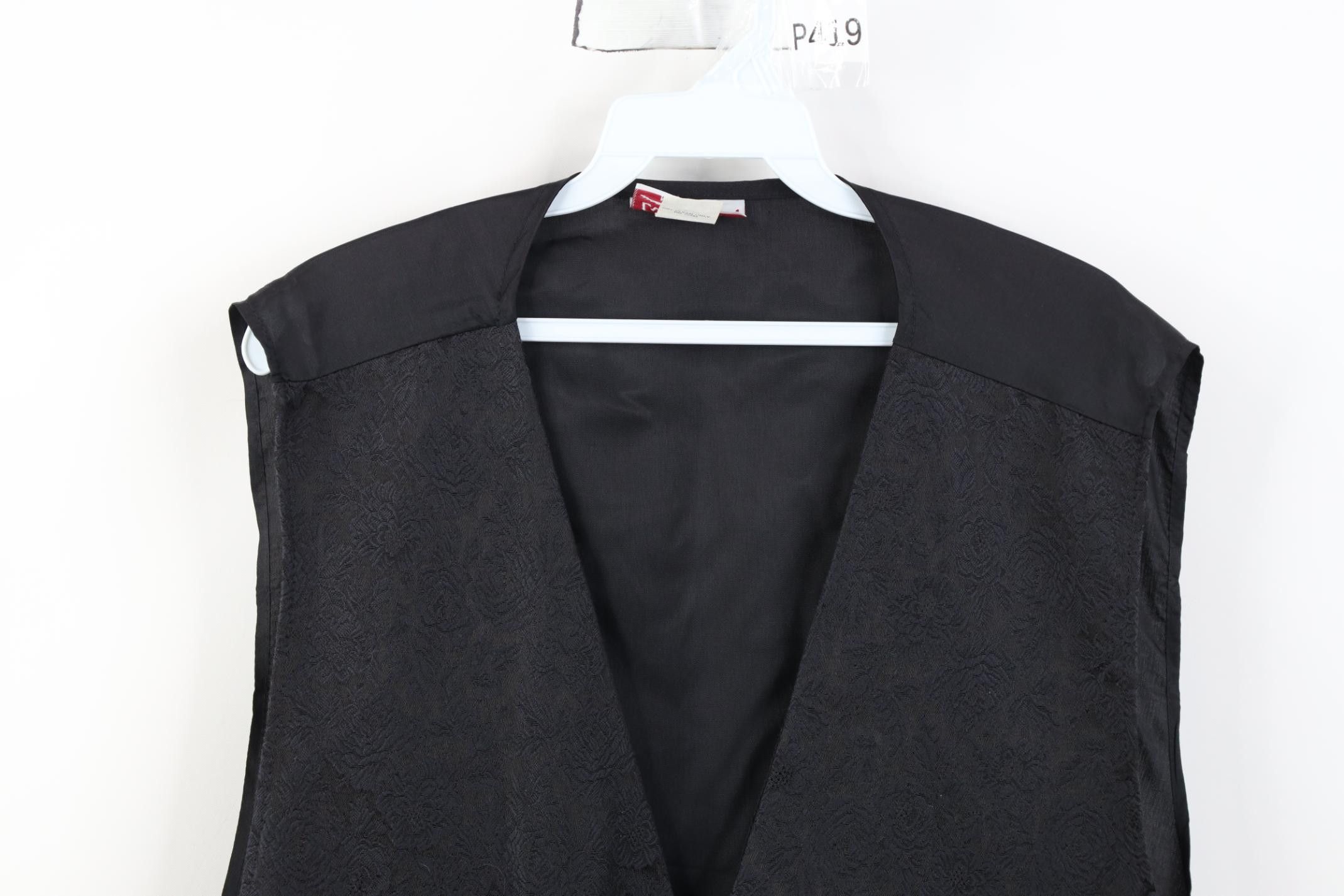 Vintage Vintage 90s Streetwear Flower Button Suit Vest Jacket Black Size 3XL / US 20-22 - 2 Thumbnail